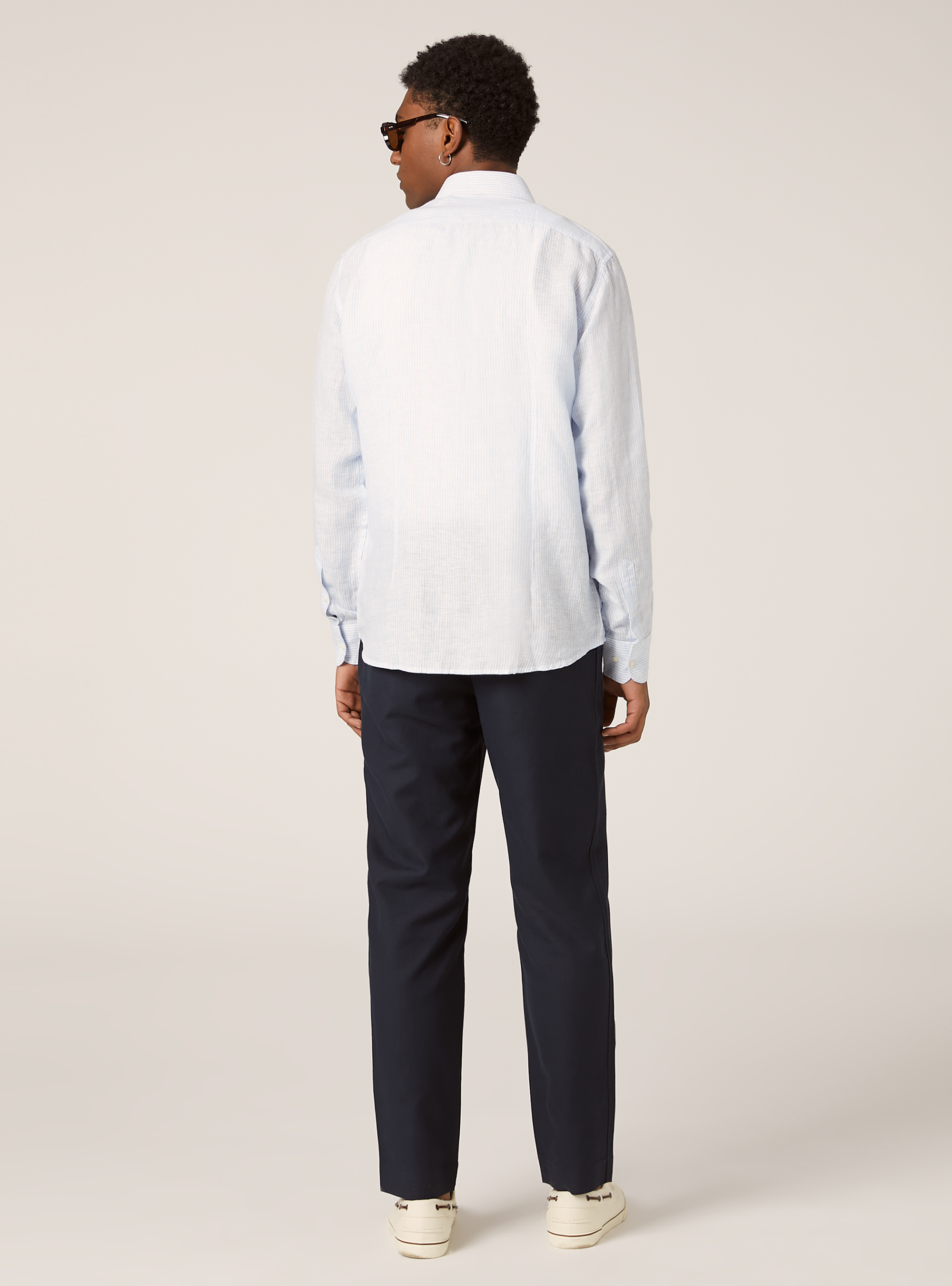 Pure linen striped shirt, AZ3 AZURE LIGHT