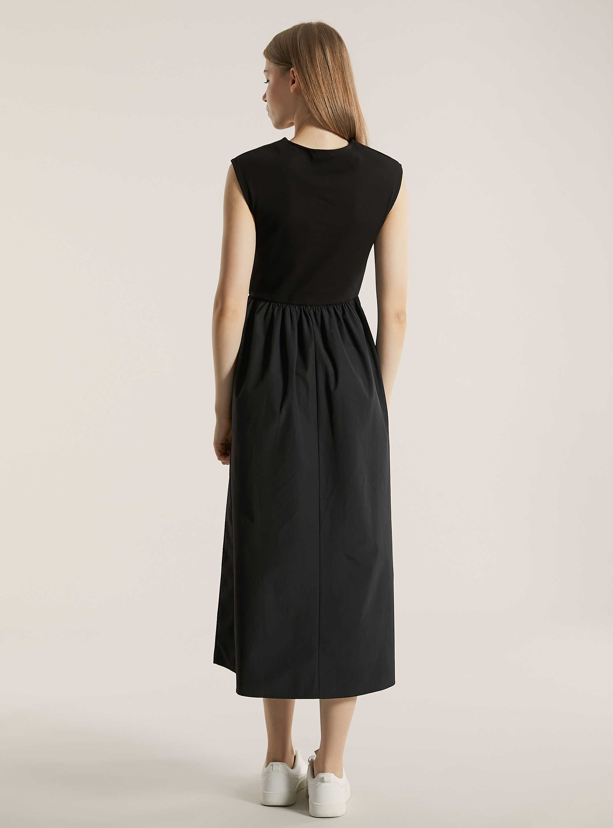 Combined midi dress, BK1 BLACK