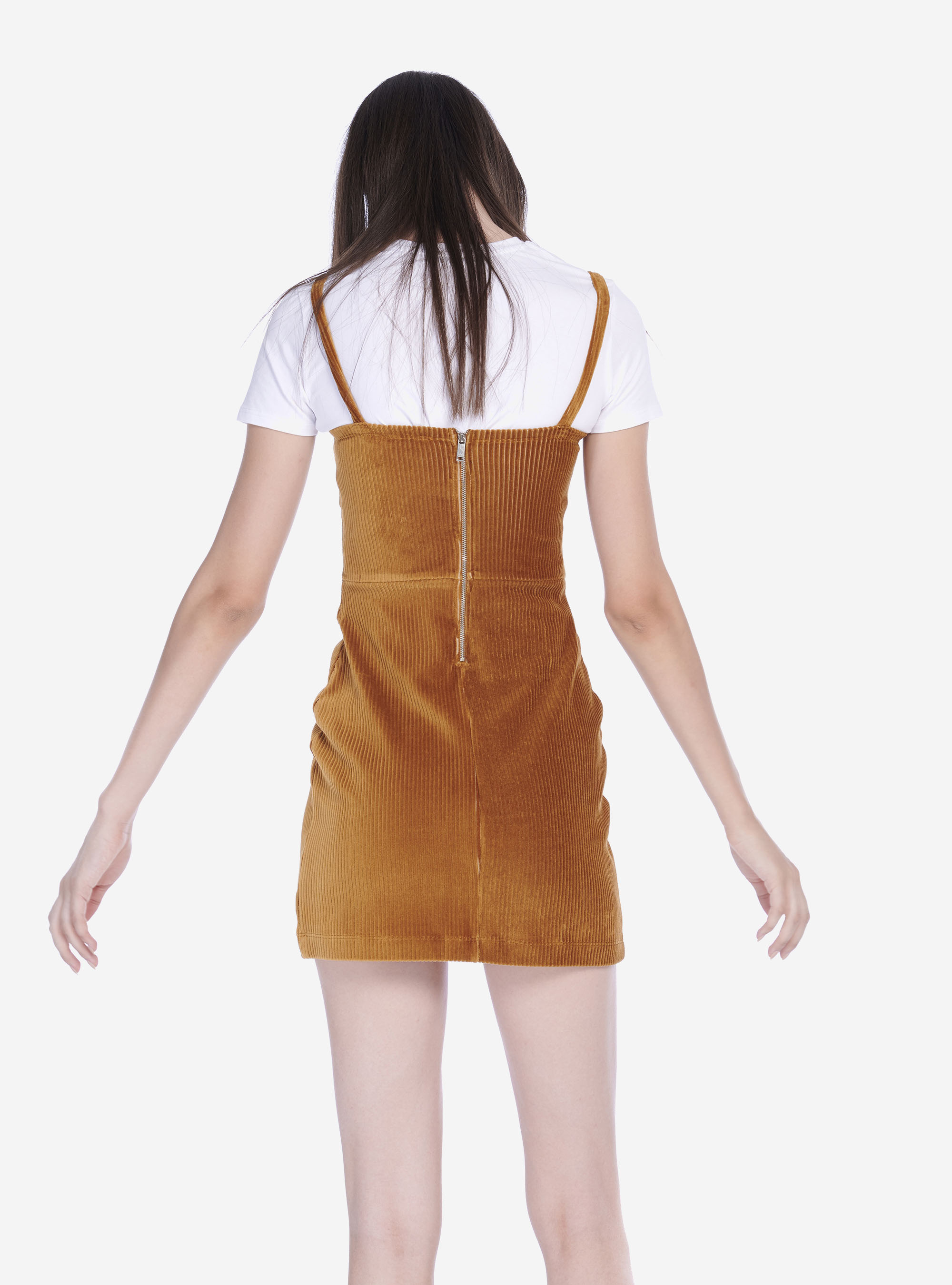 SHORT VELVET DRESS, MUSTARD