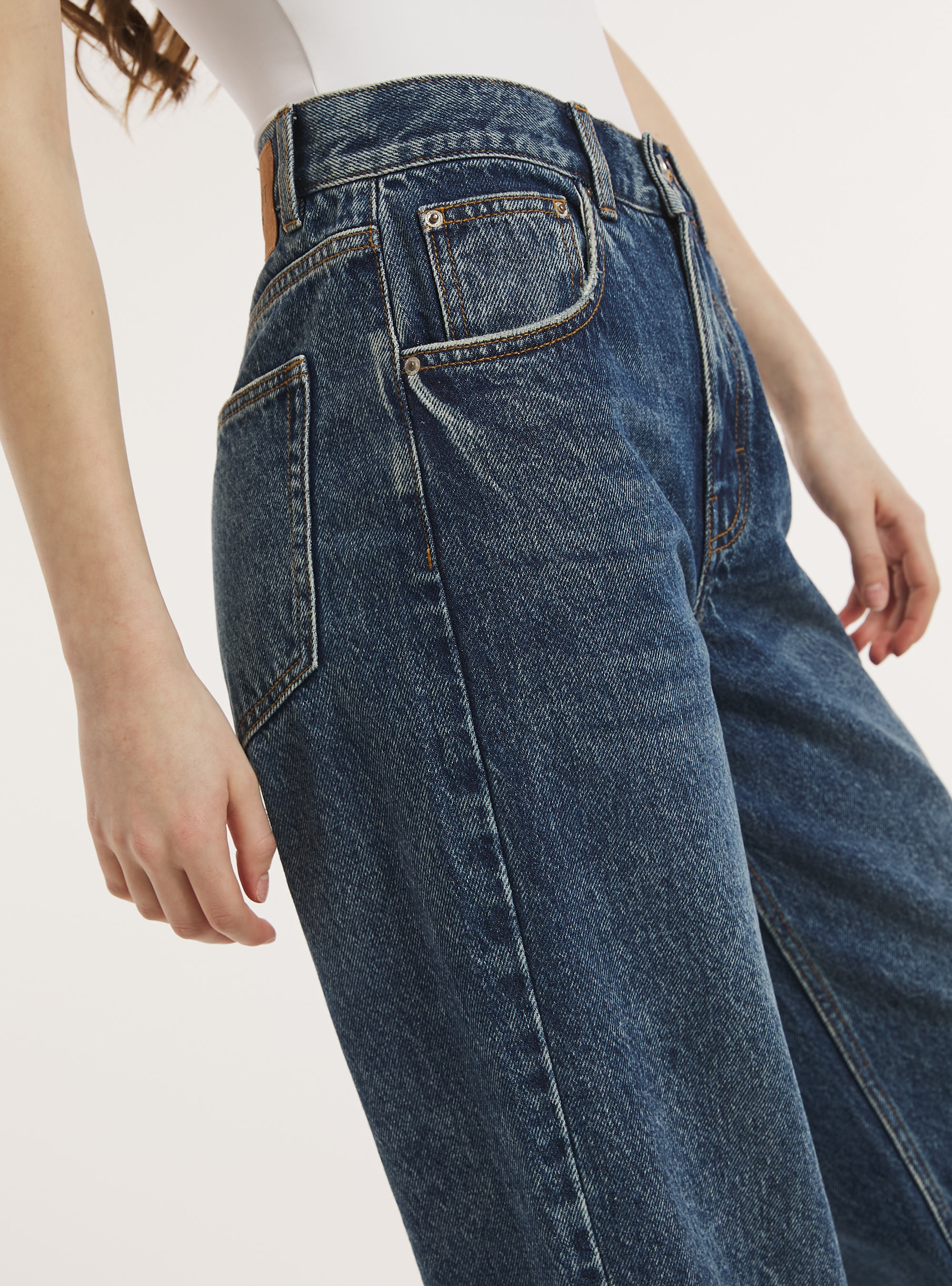 Wide leg jeans, D002 MEDIUM DARK BLUE
