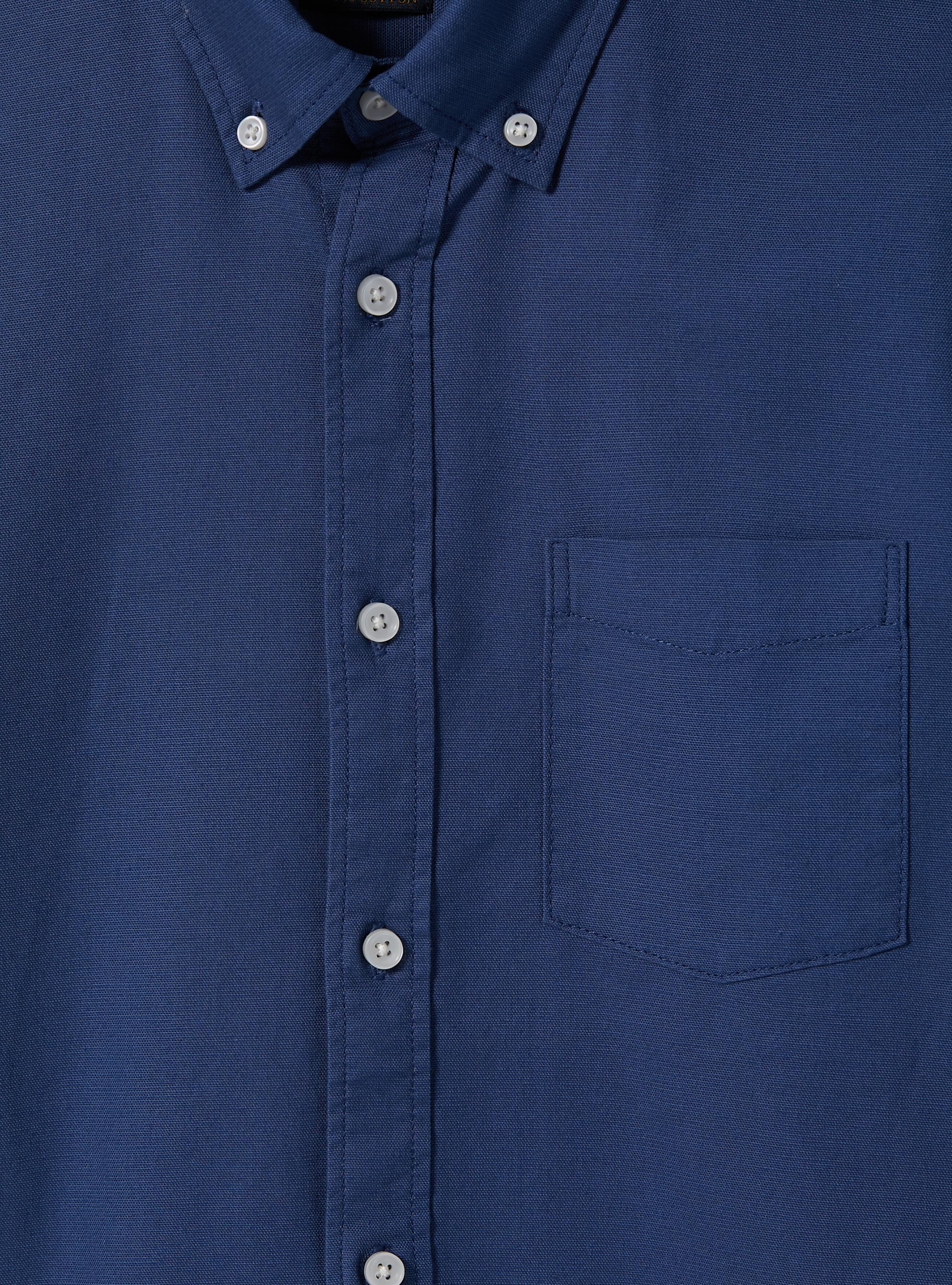 Plain-coloured cotton shirt, OB2 BLUE OIL MED.