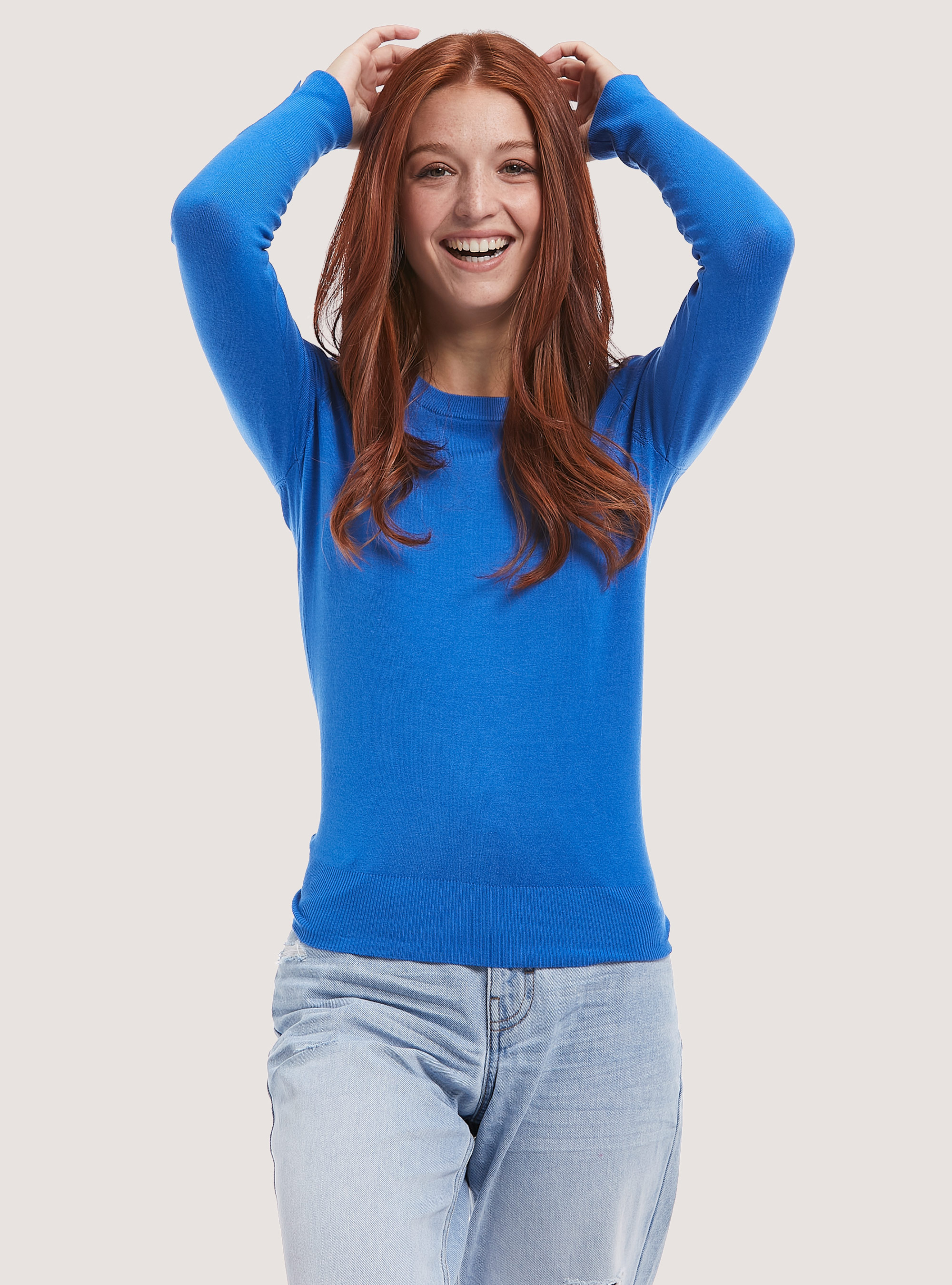 Round-neck pullover with buttons on sleeve, RY3 ROYALE LIGHT