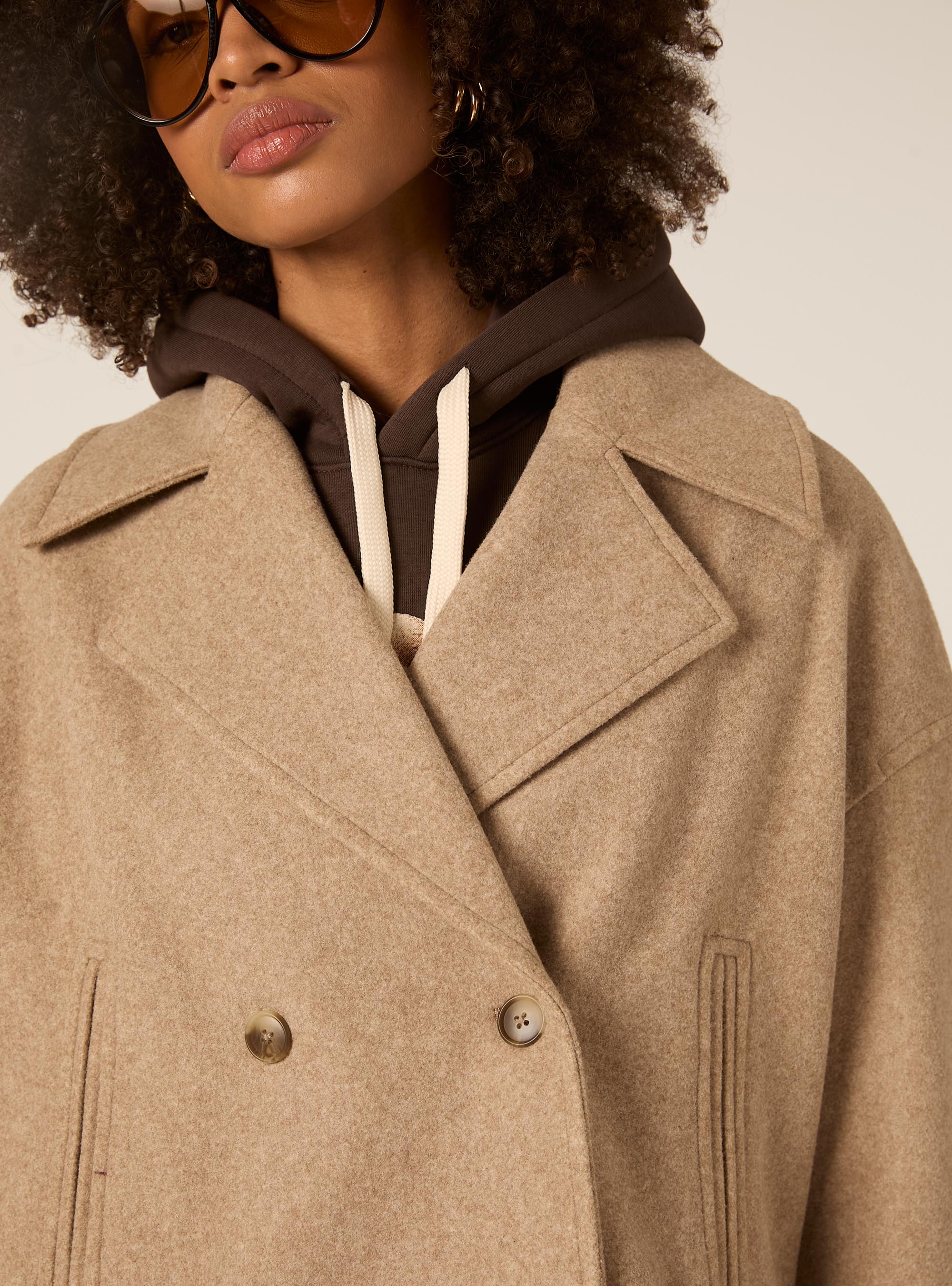 Short wool coat, MTB3 TOBACCO MEL LIGHT