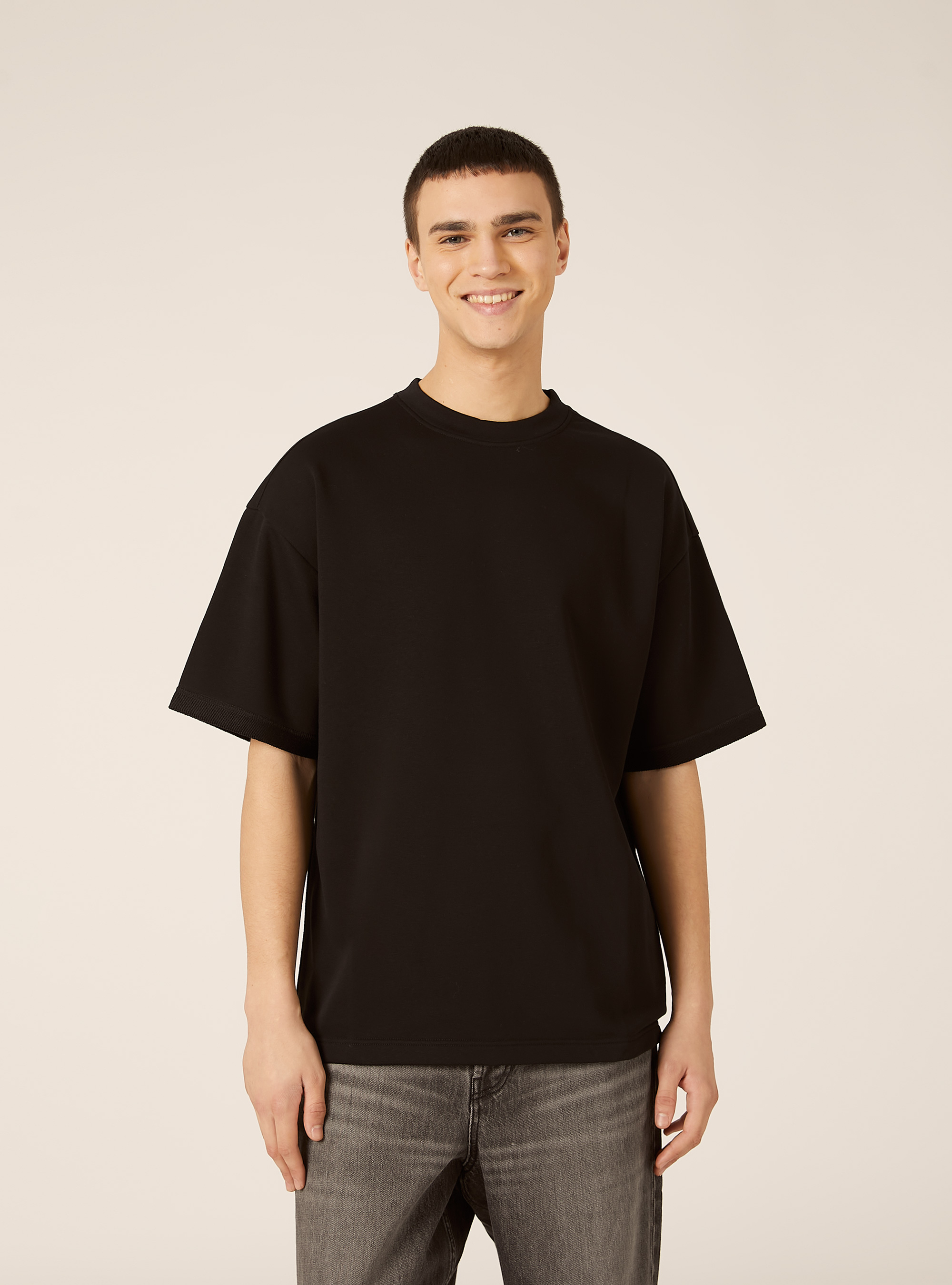 Oversized sweatshirt T-shirt, BK1 BLACK