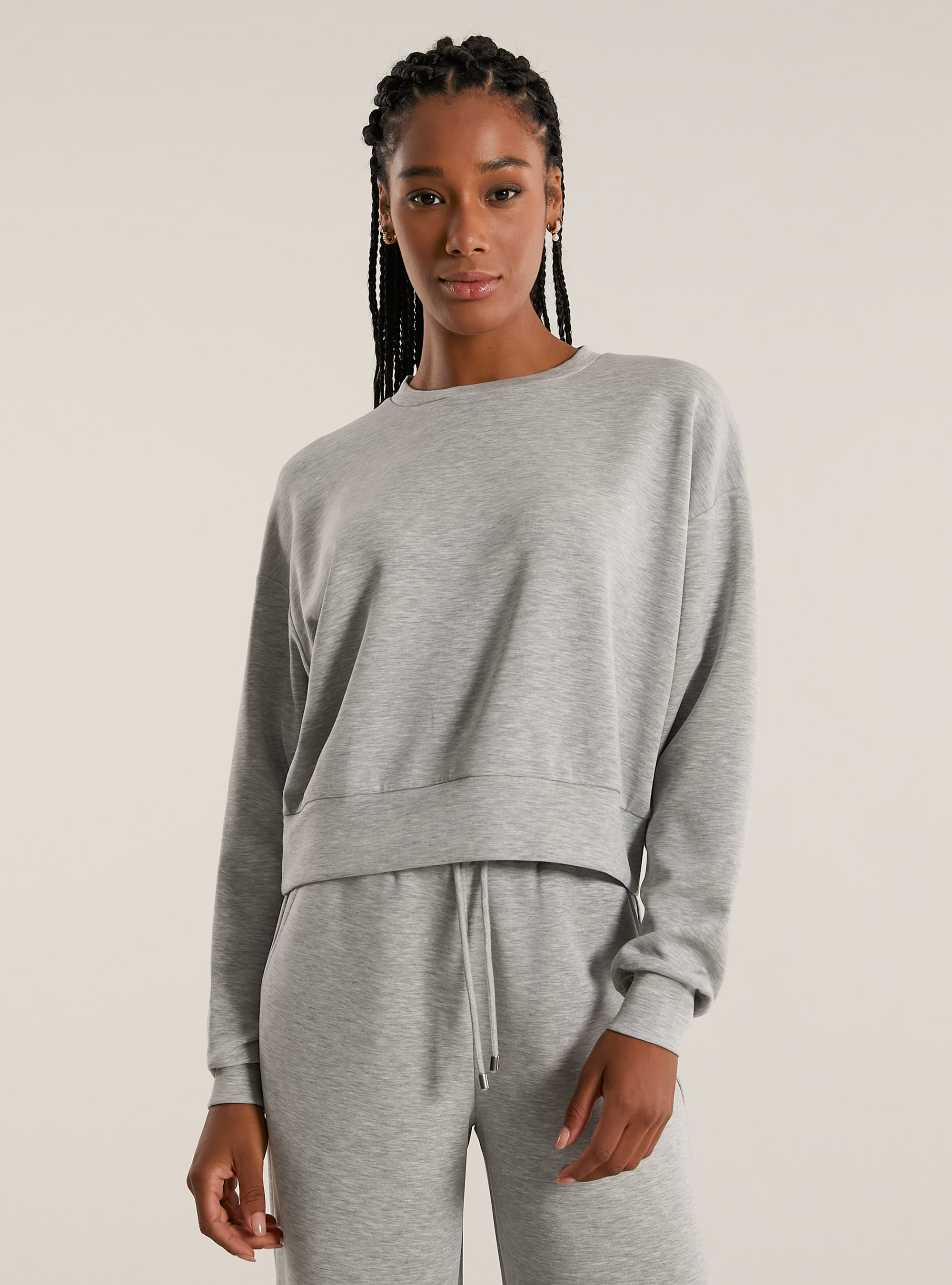 Soft touch sweatshirt, MGY3 GREY MEL LIGHT