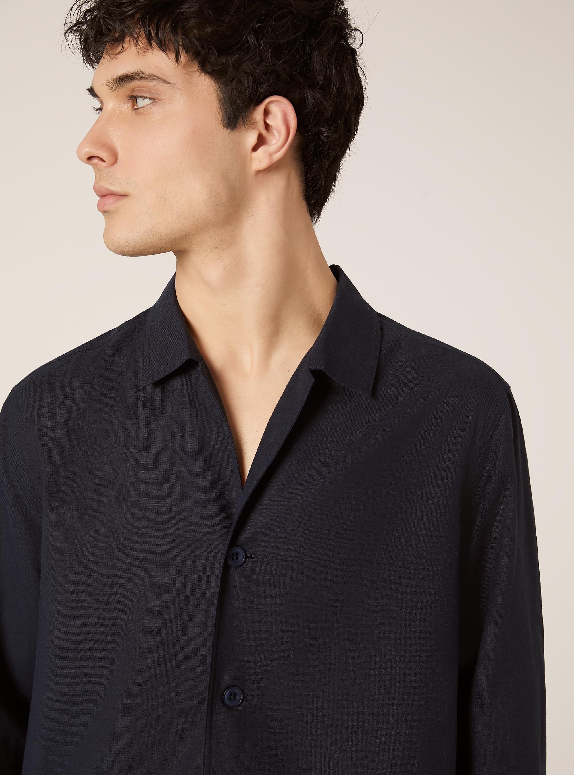 Linen blend shirt jacket, NA2 NAVY MEDIUM