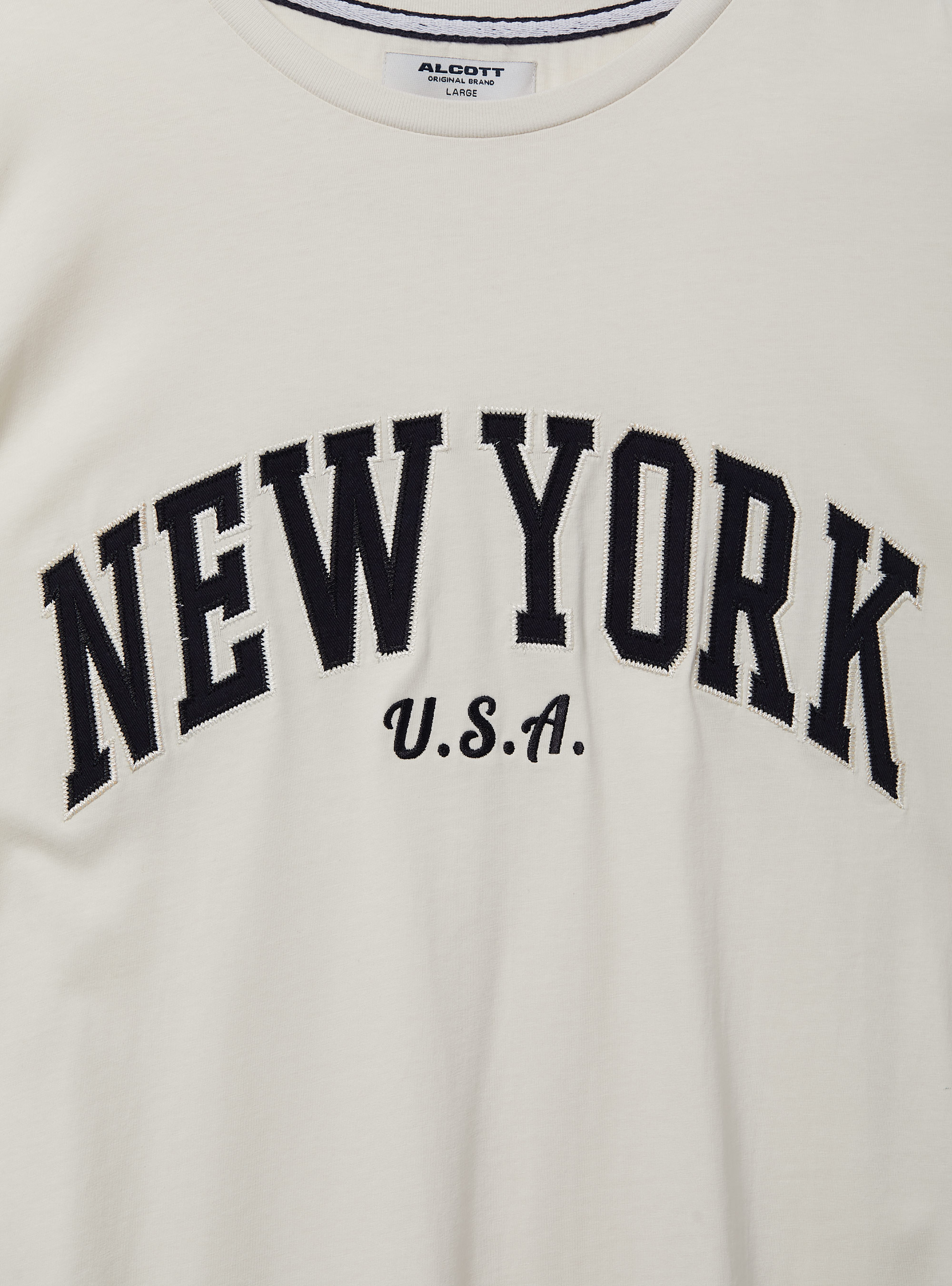 Oversized cotton patch t-shirt, C104 CREAM