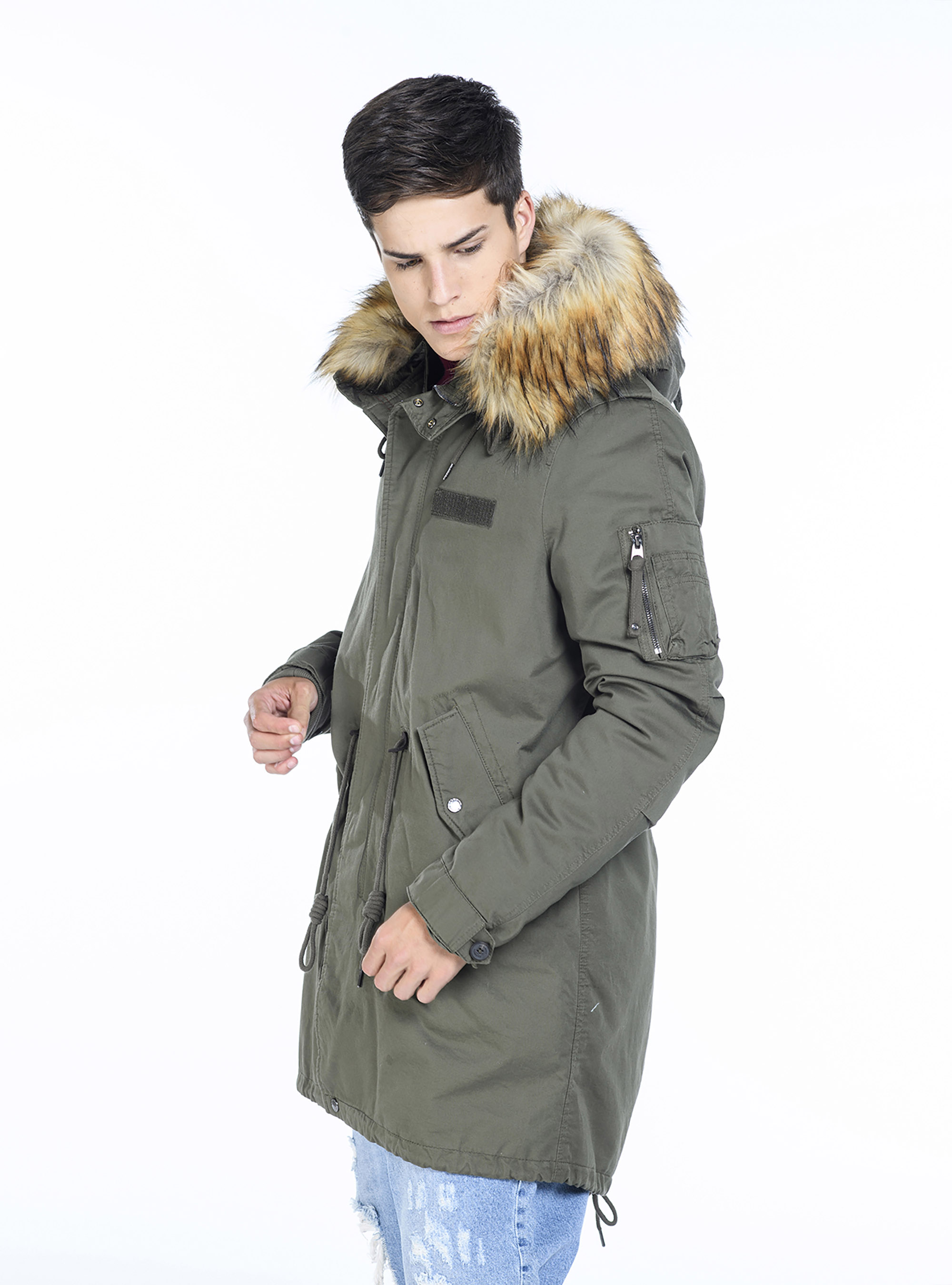 Parka-type jacket with hood, C6616 KAKY