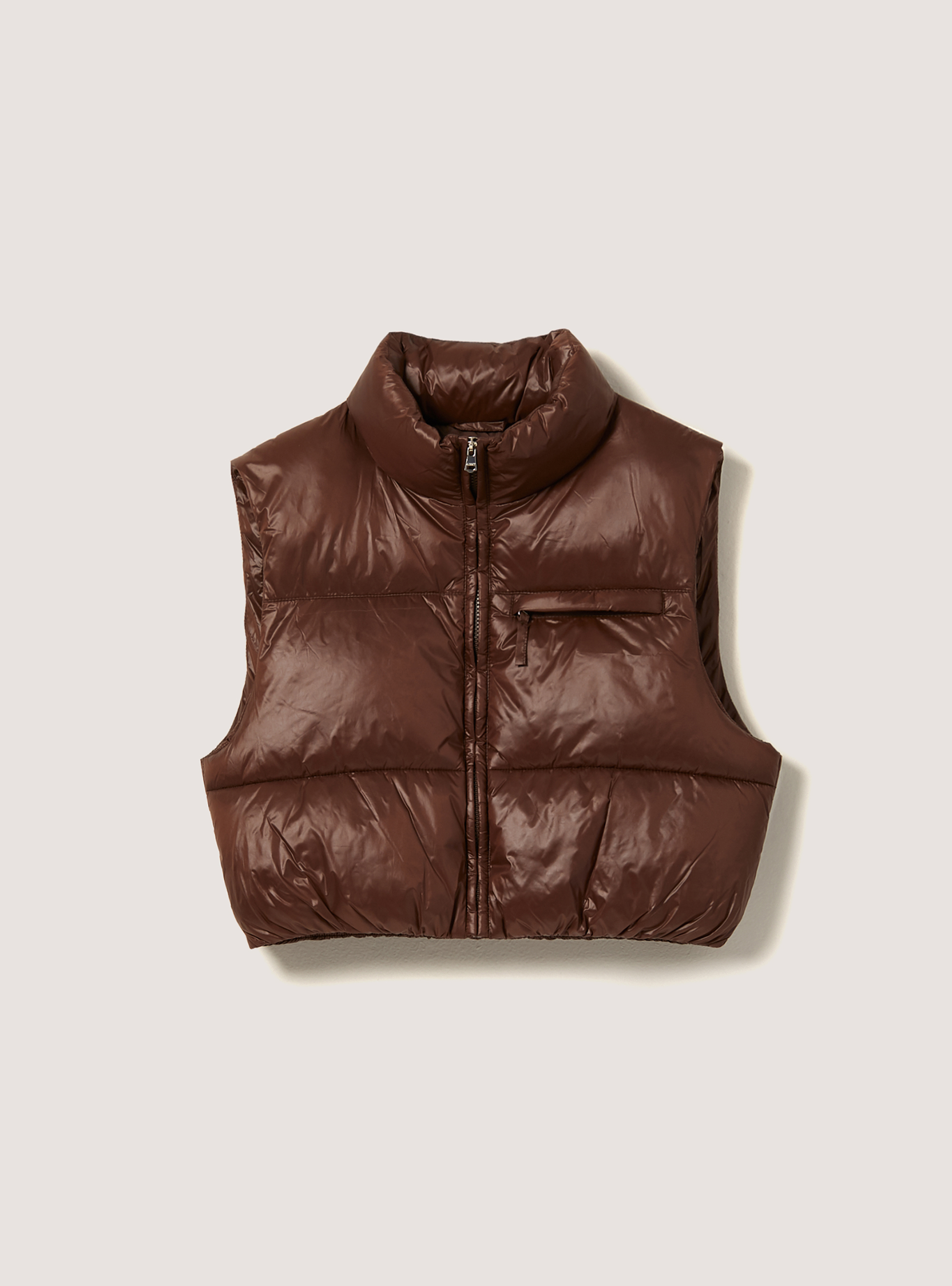 Cropped sleeveless with recycled padding, BR1 BROWN DARK