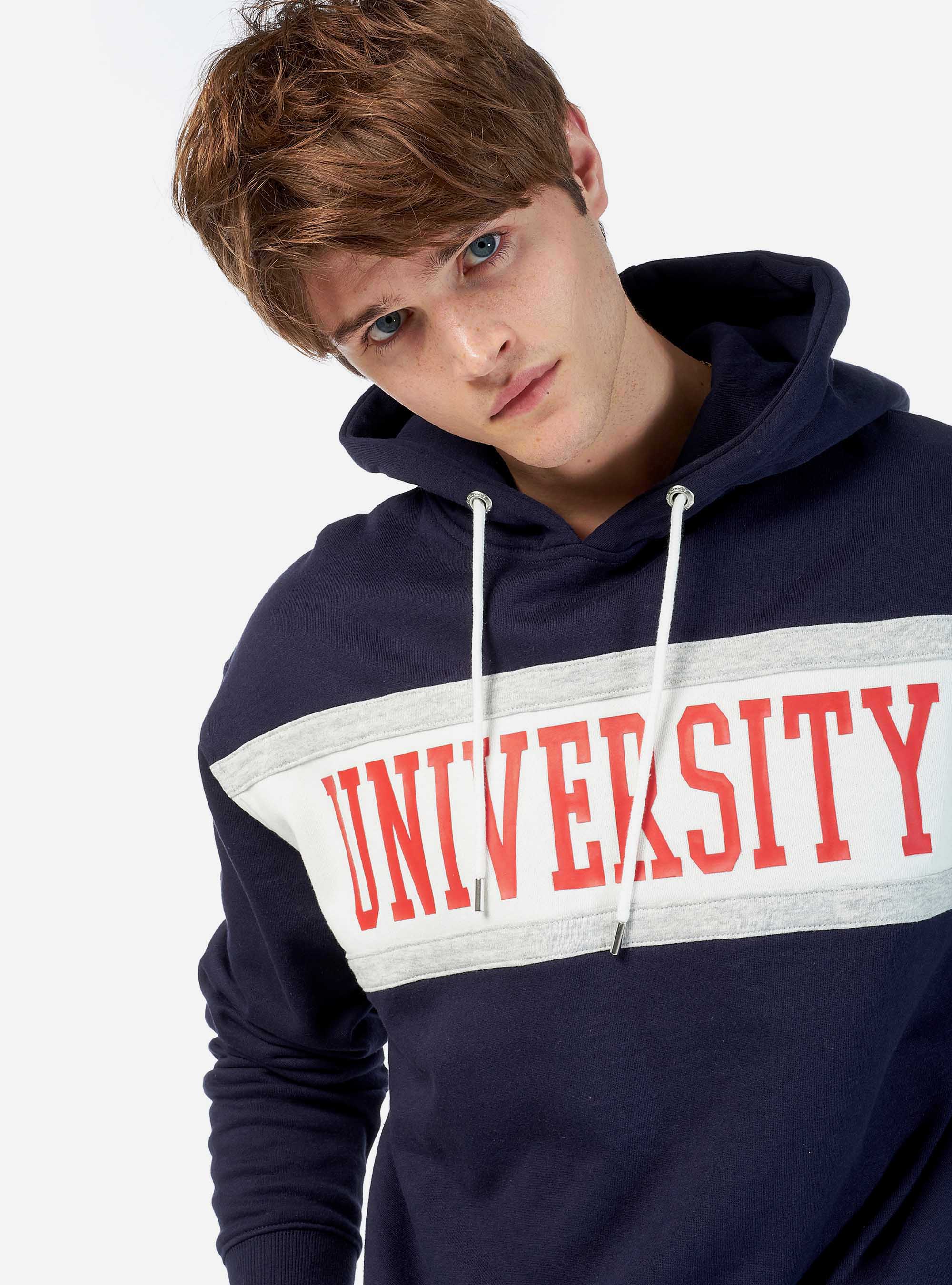 Felpa hoody con stampa, BLU