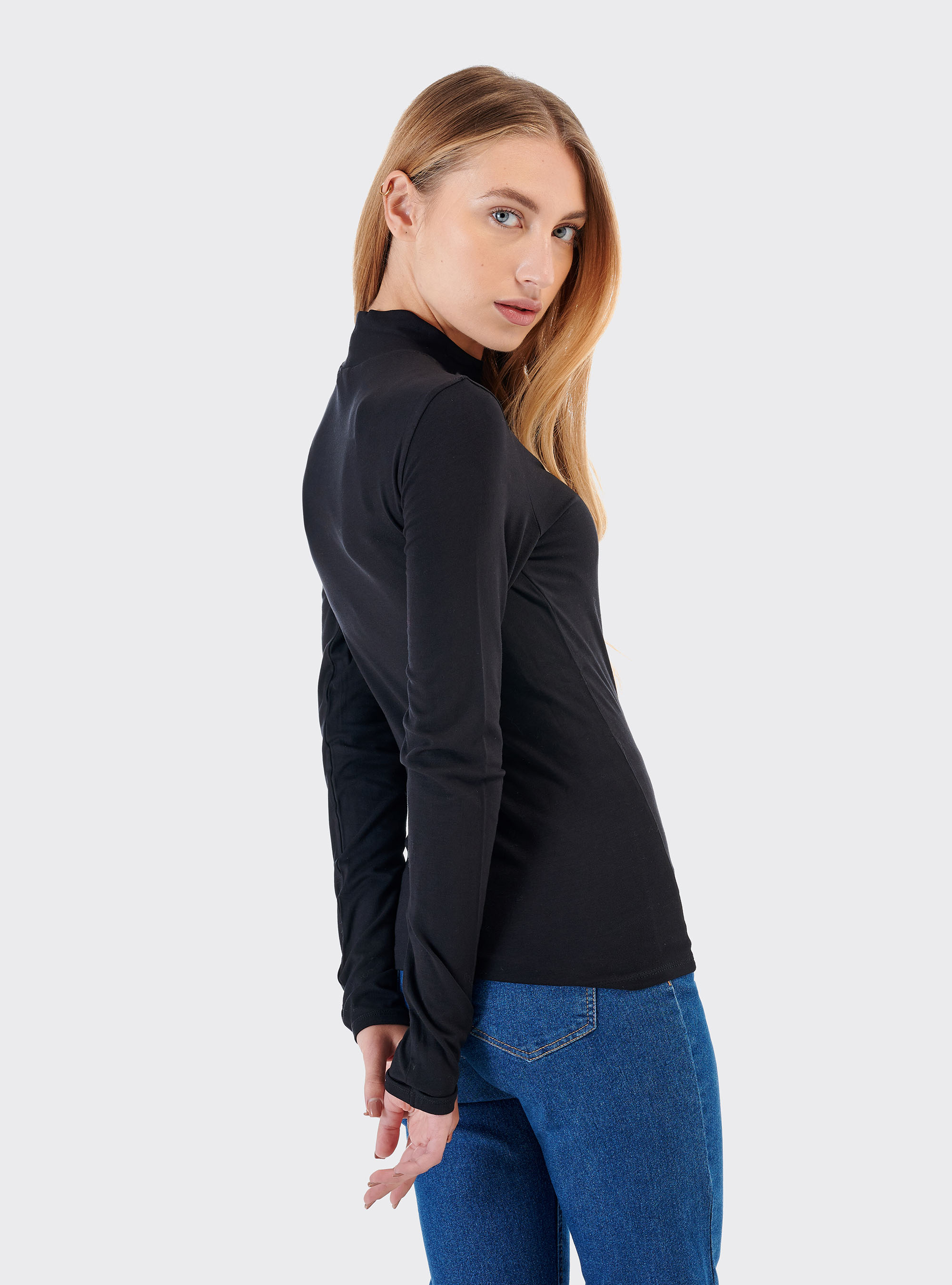 Comfort fit half neck t-shirt, C101 BLACK