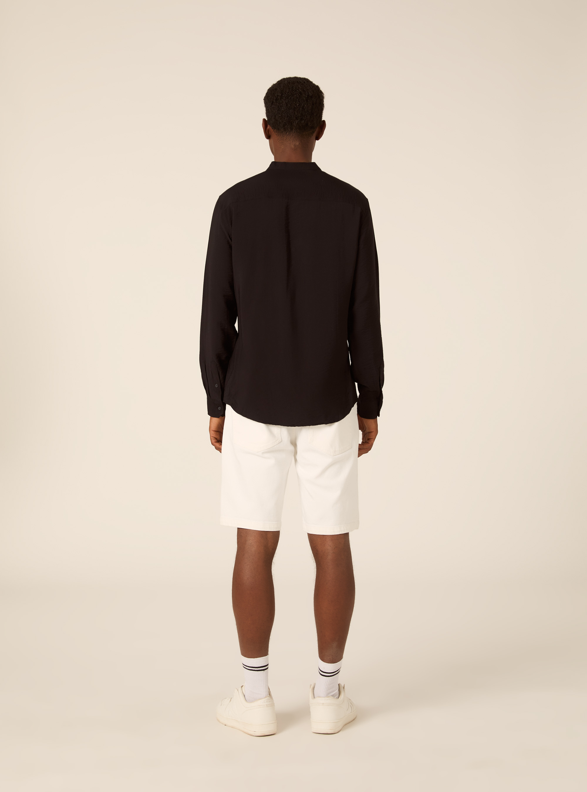 Camicia  in twill morbido, NERO