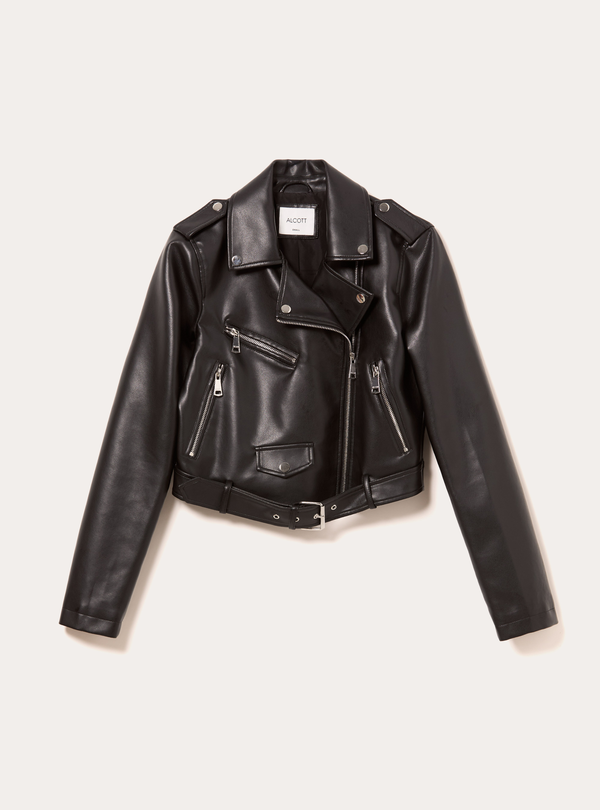 Chaqueta motera efecto piel, BK1 BLACK