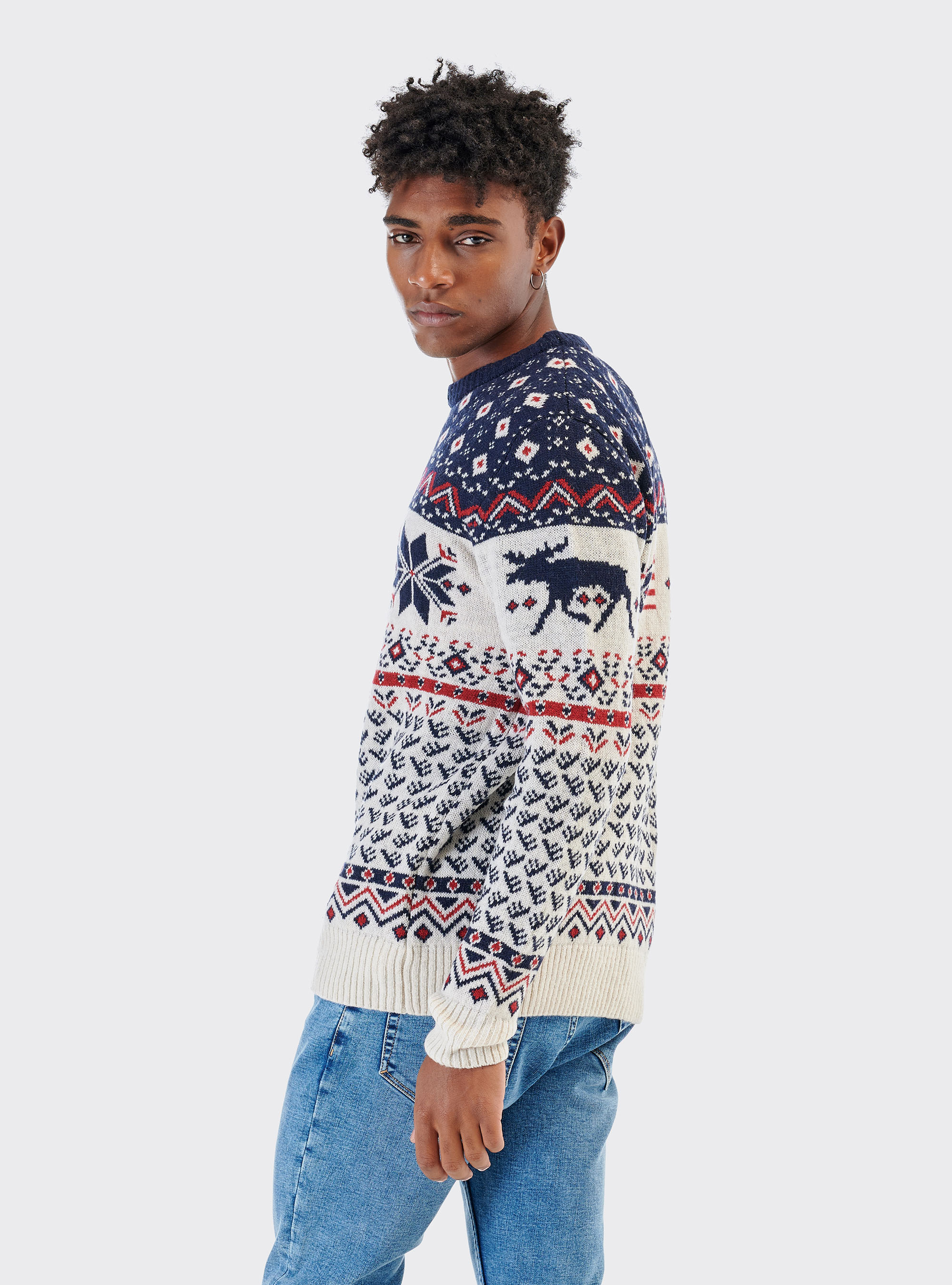 Pullover natalizio in misto lana, BIANCO