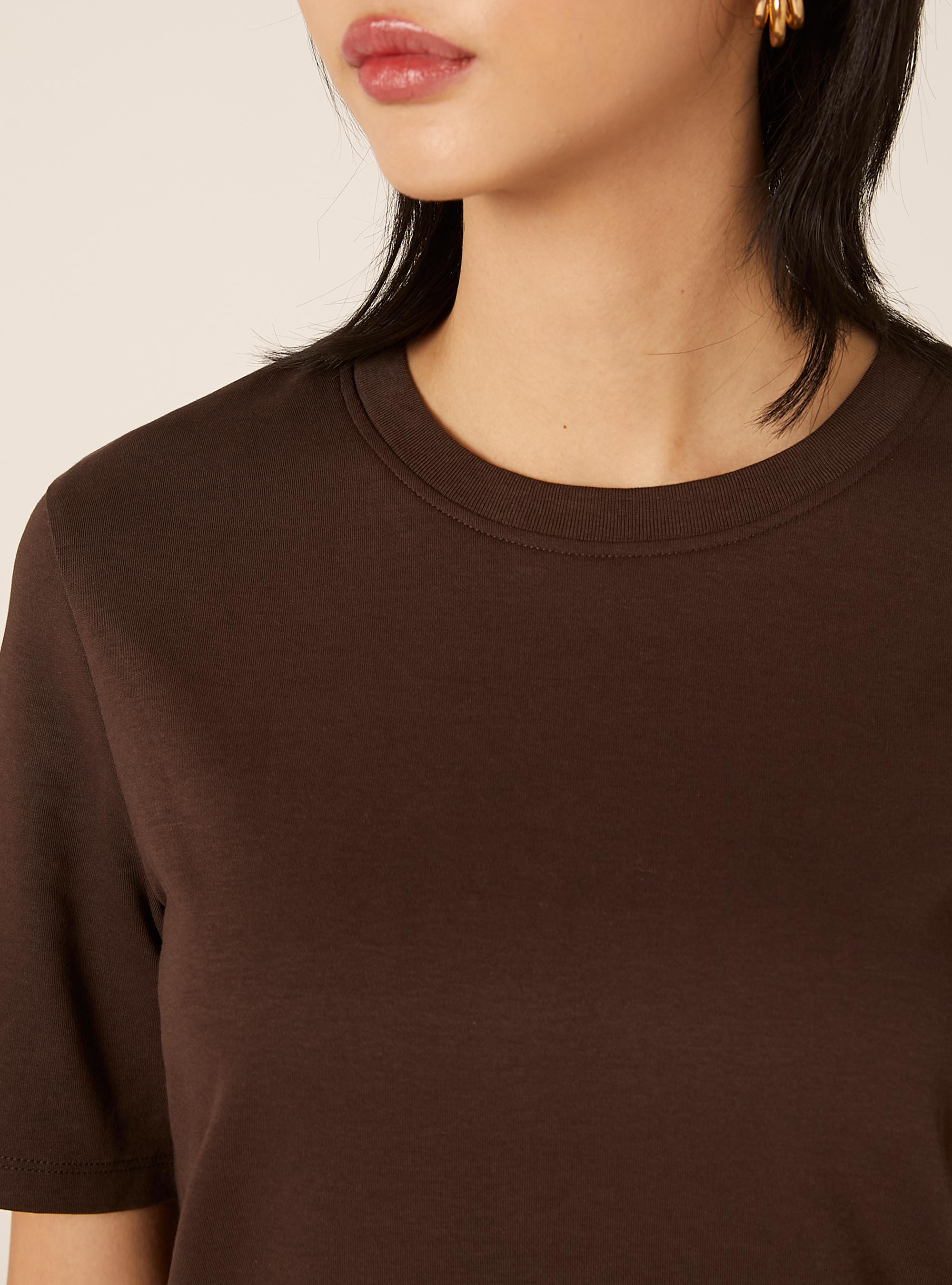 T-shirt regular in interlock, BR1 BROWN DARK