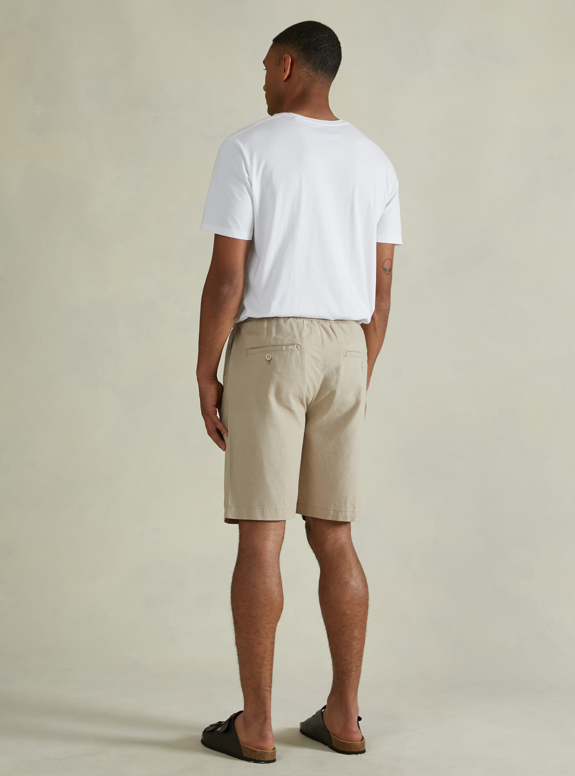 Bermudashorts aus Leinen mit Kordelzug, BG3 BEIGE LIGHT