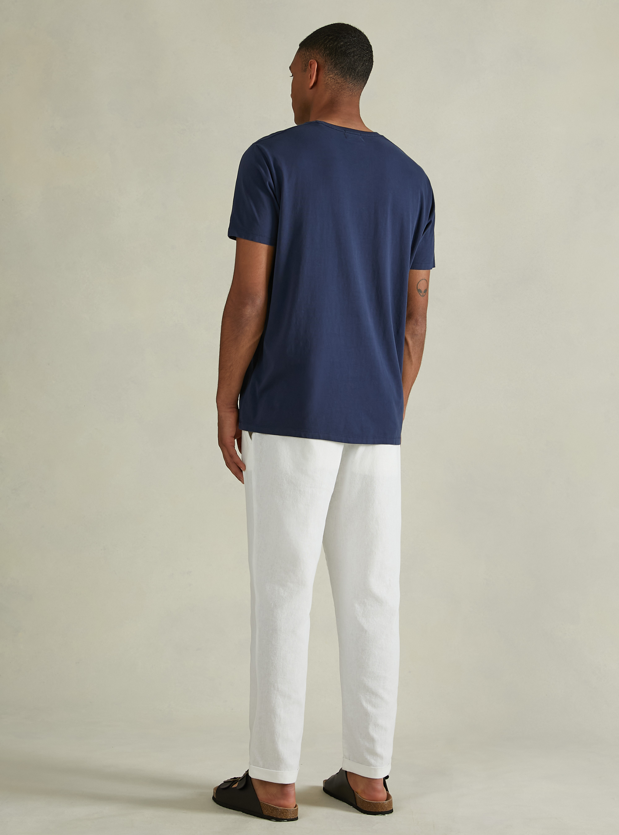 Pantalon en lin m&eacute;lang&eacute; avec pinces, WH2 WHITE