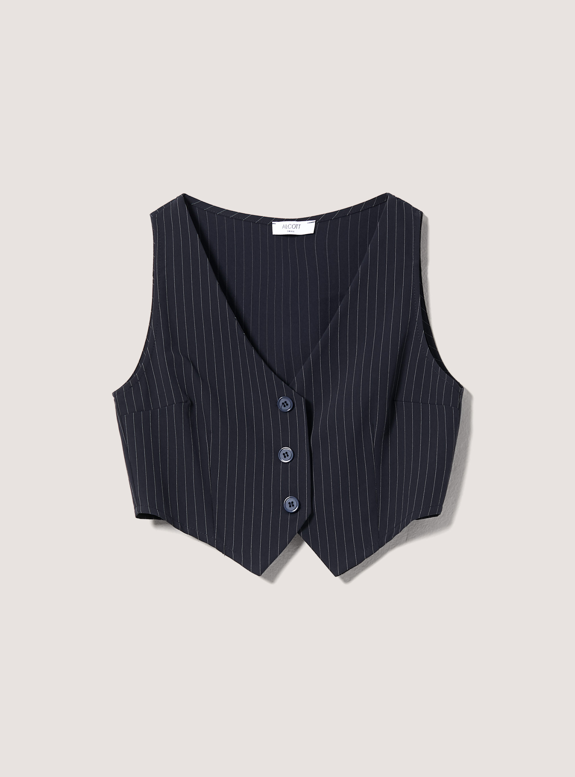 Gilet cropped gessato, NA1 NAVY DARK