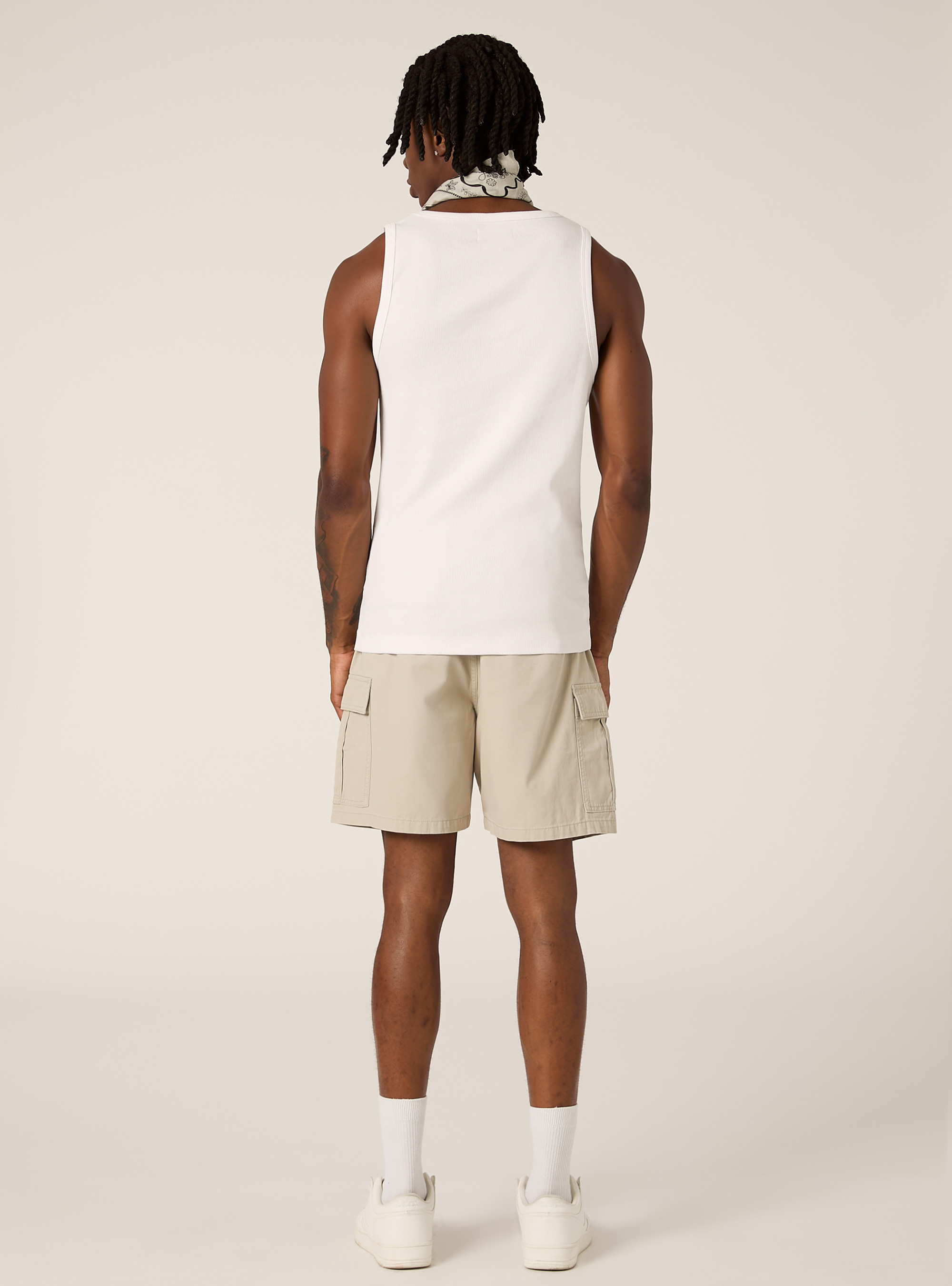 Ribbed cotton tank top, WH3 WHITE