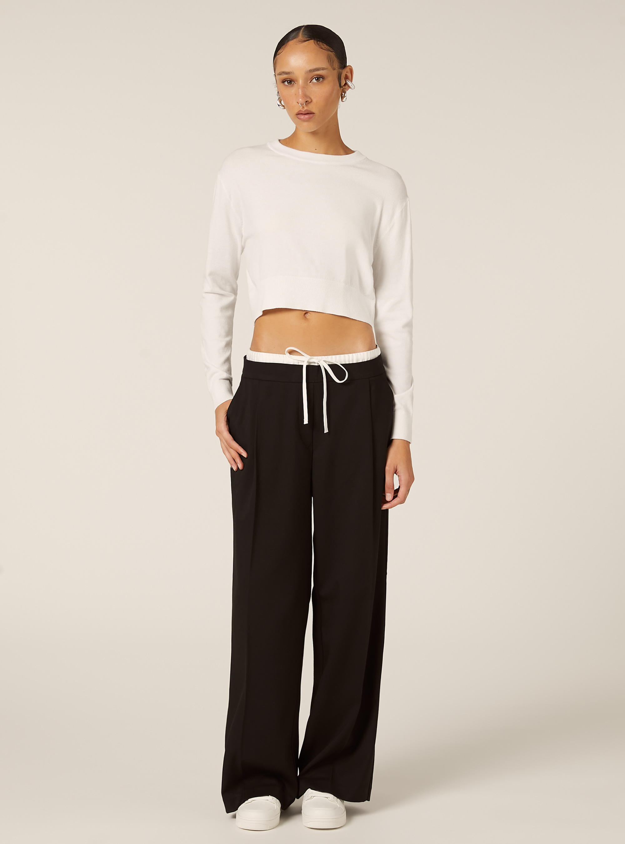 Boxy fit crew neck pullover, WH2 WHITE