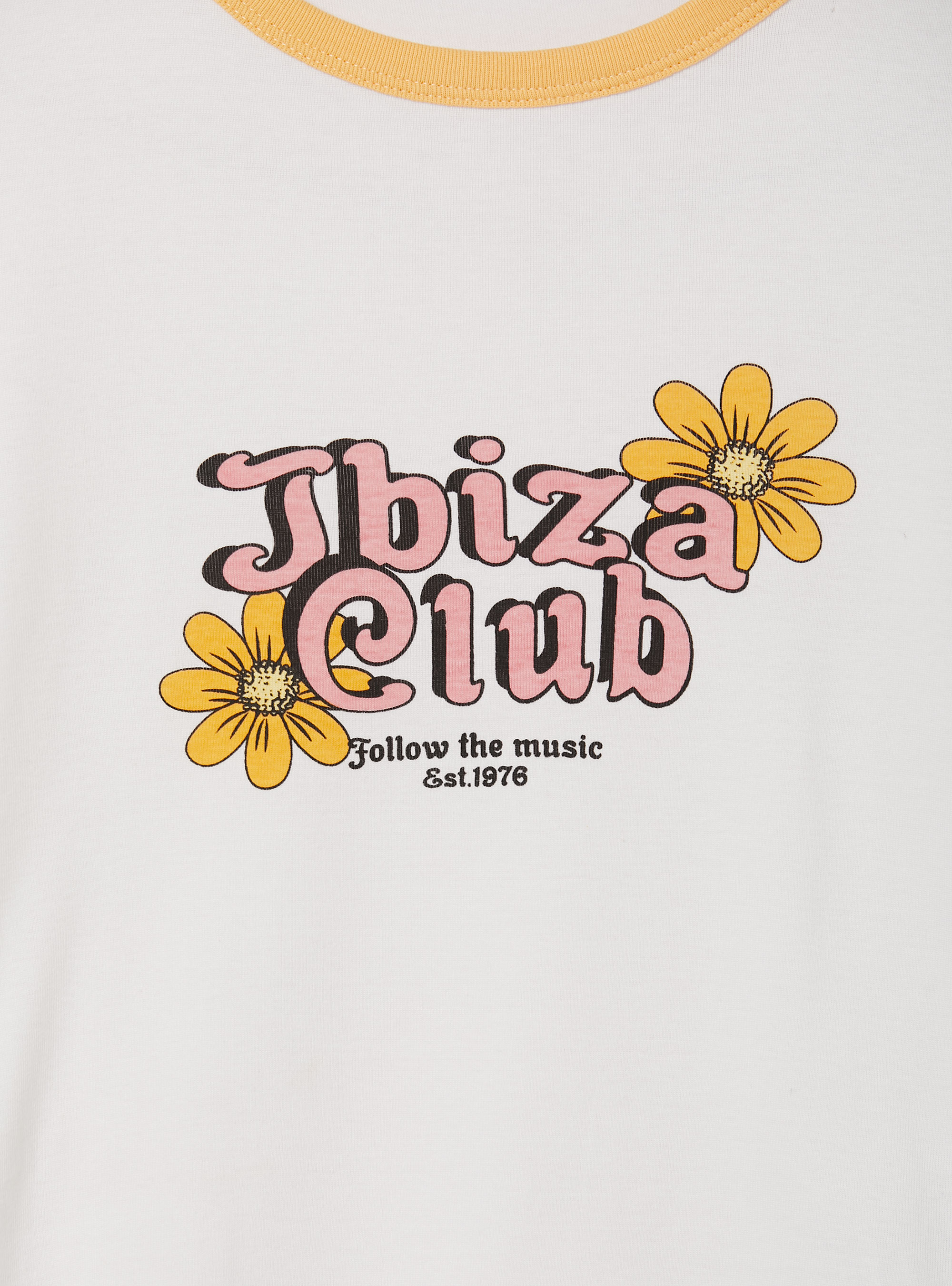 T-shirt with print and contrasting piping, WHITE