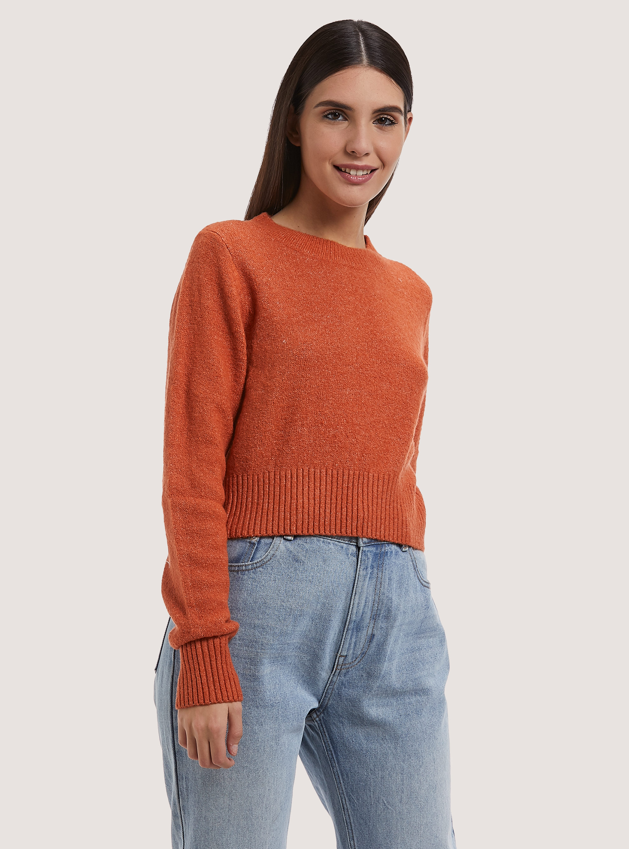 Pullover cropped soft touch, OR3 ORANGE LIGHT