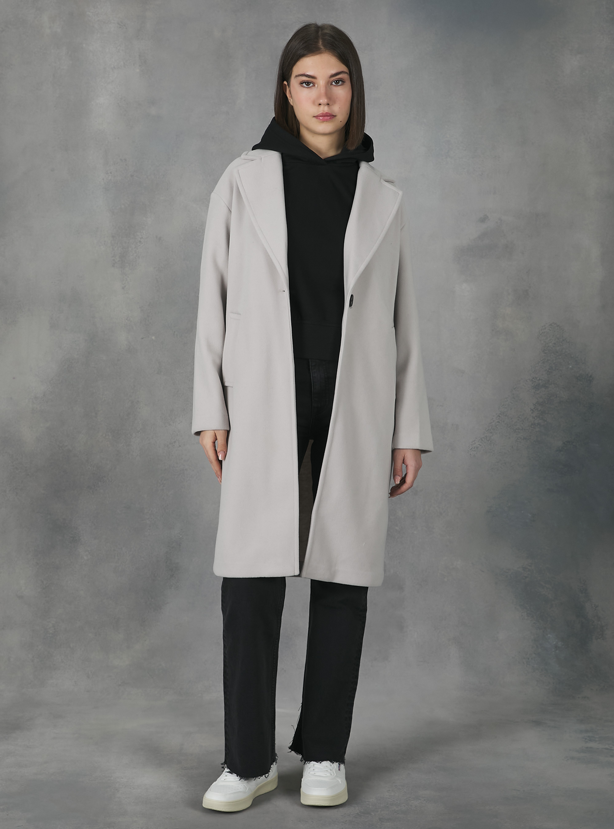 Plain-coloured gauze knit coat, WH1 OFF WHITE