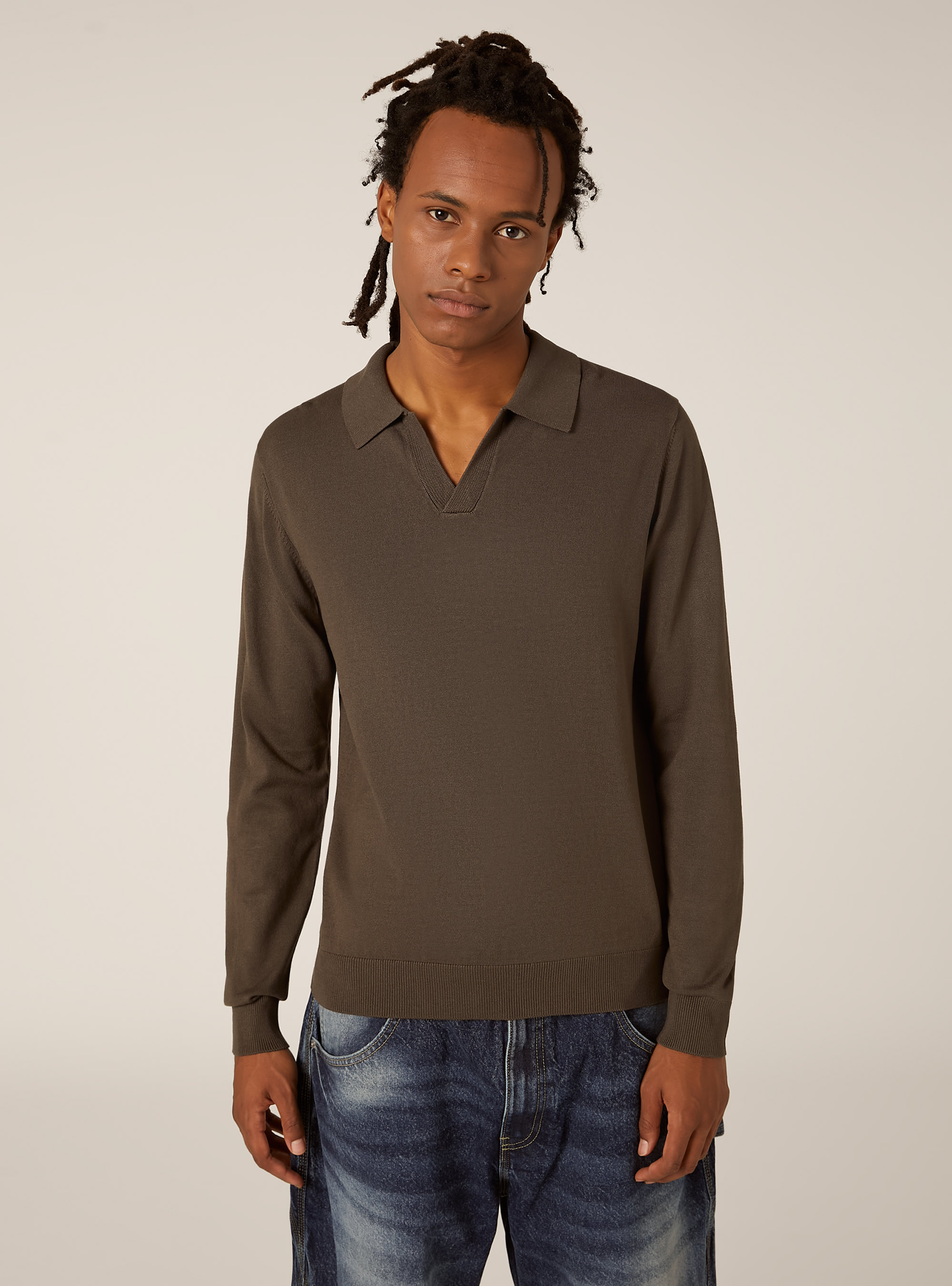 Weiches Strick-Polohemd, TB2 TOBACCO MEDIUM