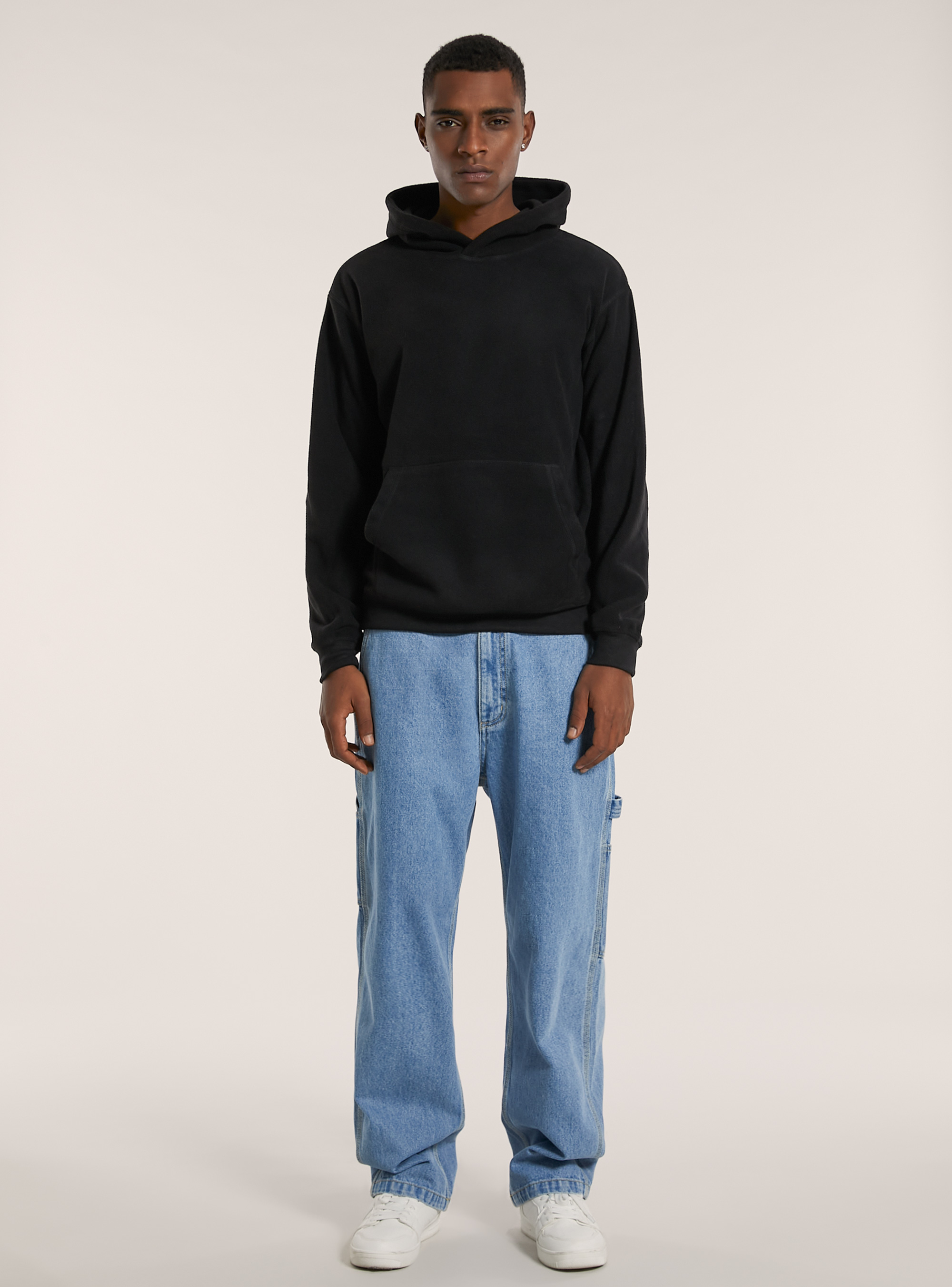 Sudadera con capucha de forro polar, BK1 BLACK