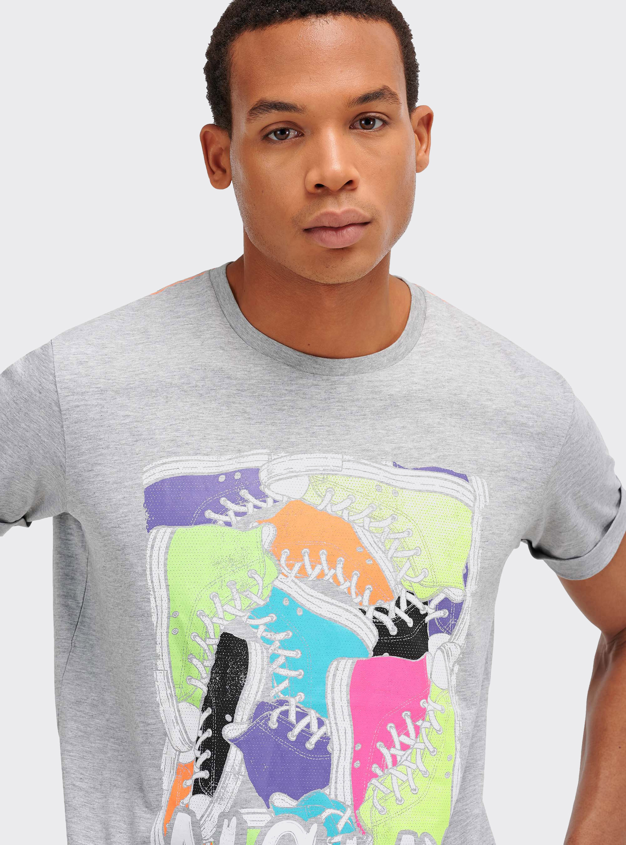 T-shirt estampada, GRIS CLARO MELANGE