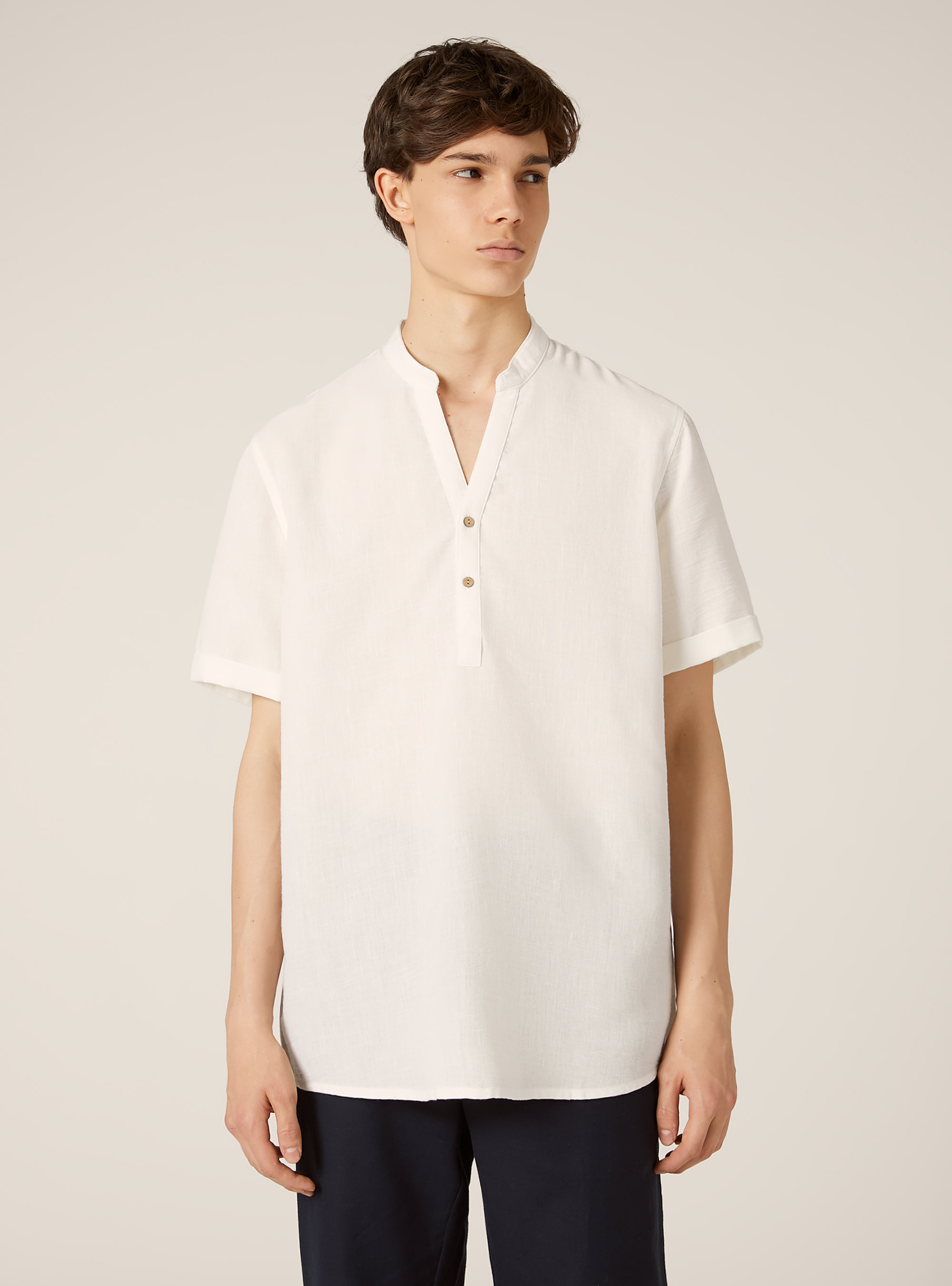 Shirt with Korean collar, WH2 WHITE