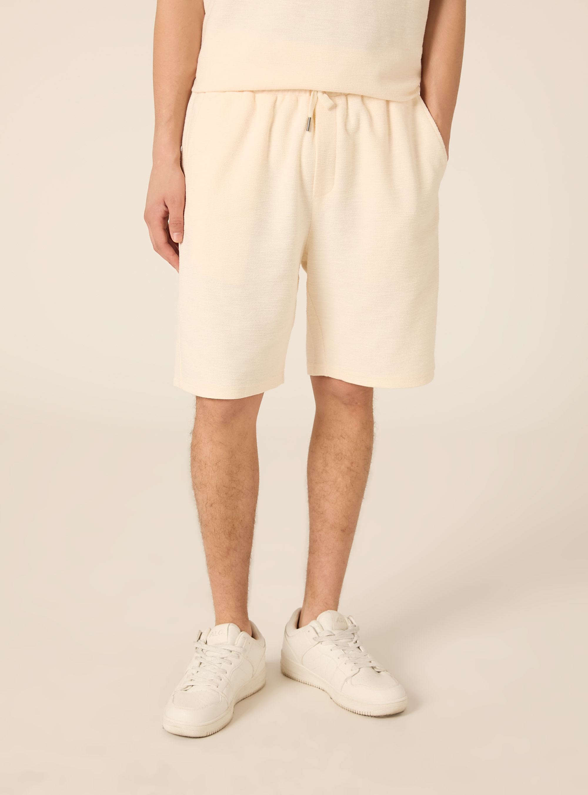 Bermuda   tessuto interlock waffle, WH2 WHITE