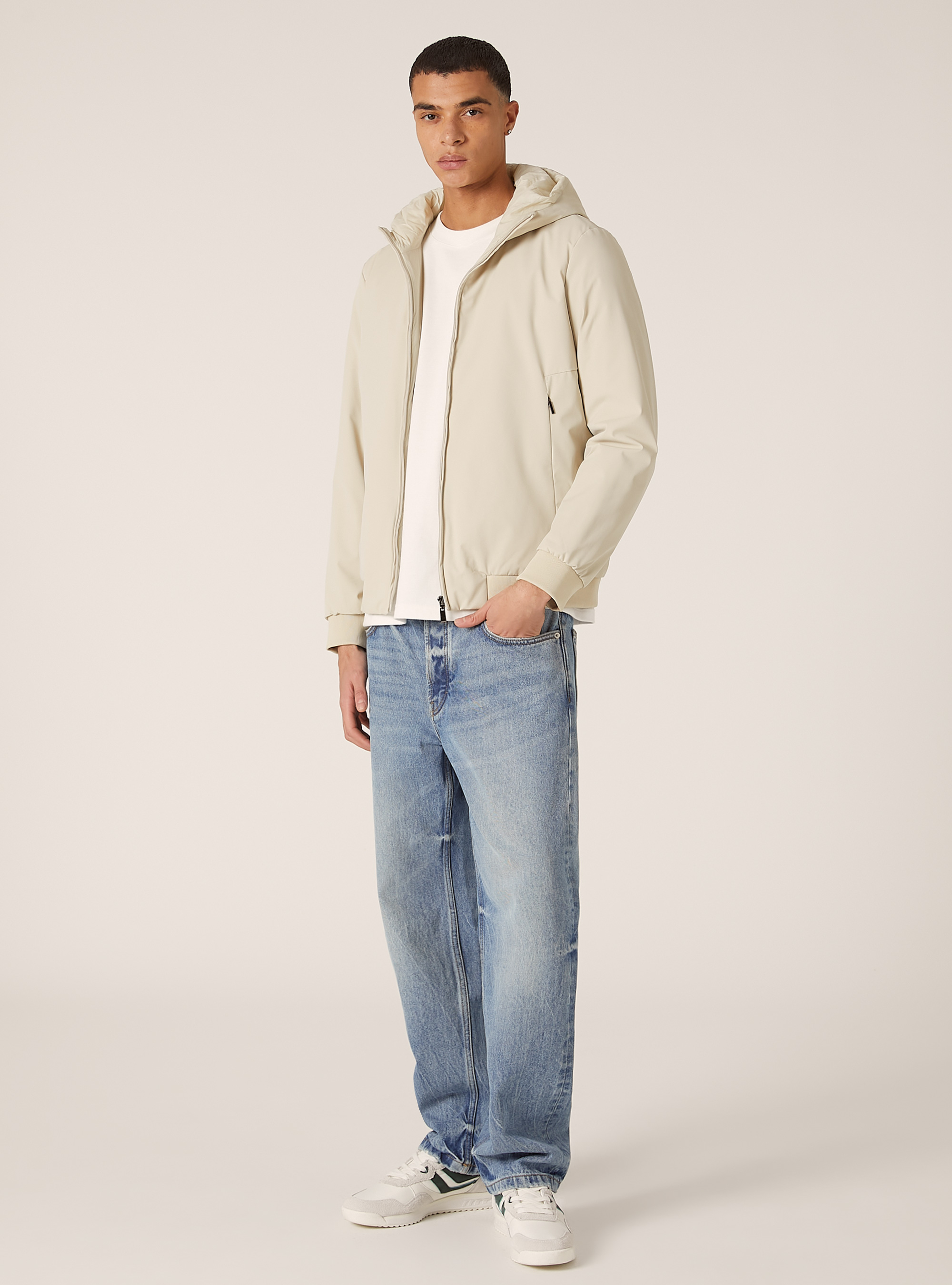 Giubbotto imbottito con cappuccio, CR3 CREAM LIGHT