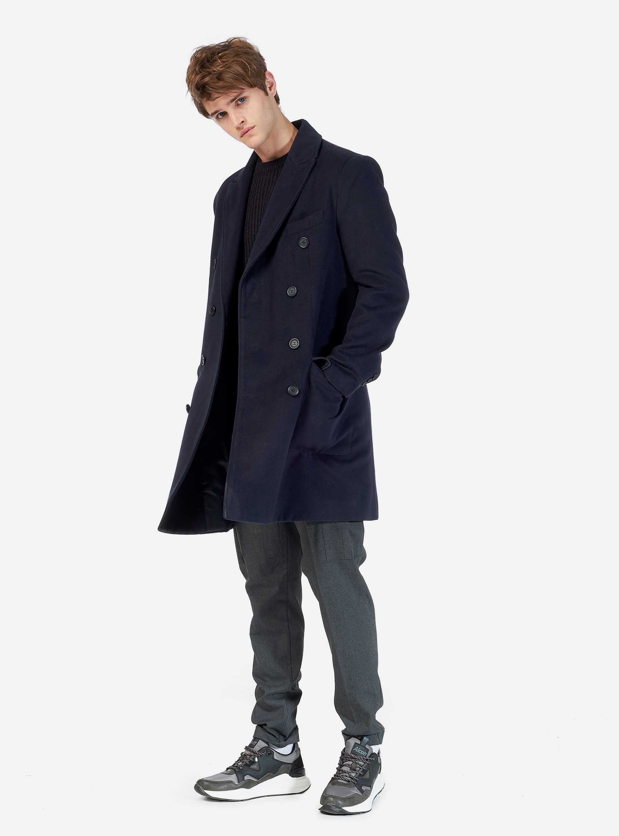 Pull à côtes anglaises en mixte laine, C218 BLUE NAVY