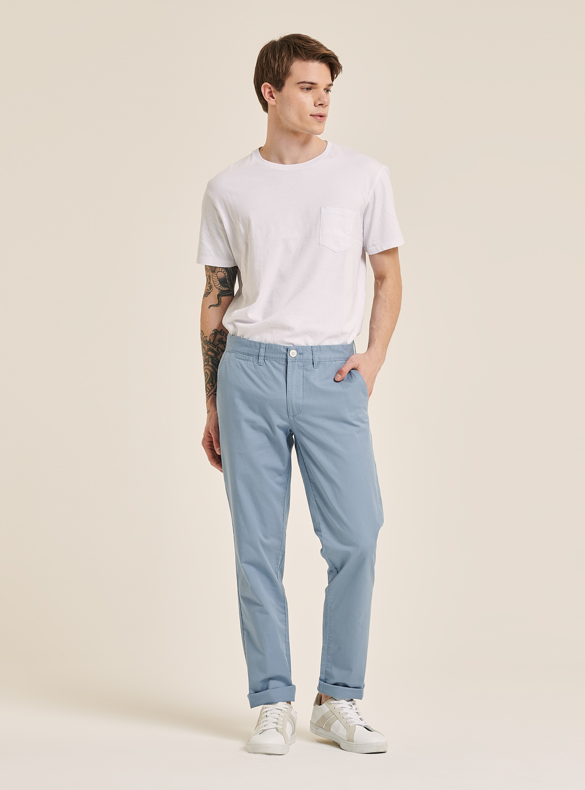 Twill chinos, C1155 AZURRE