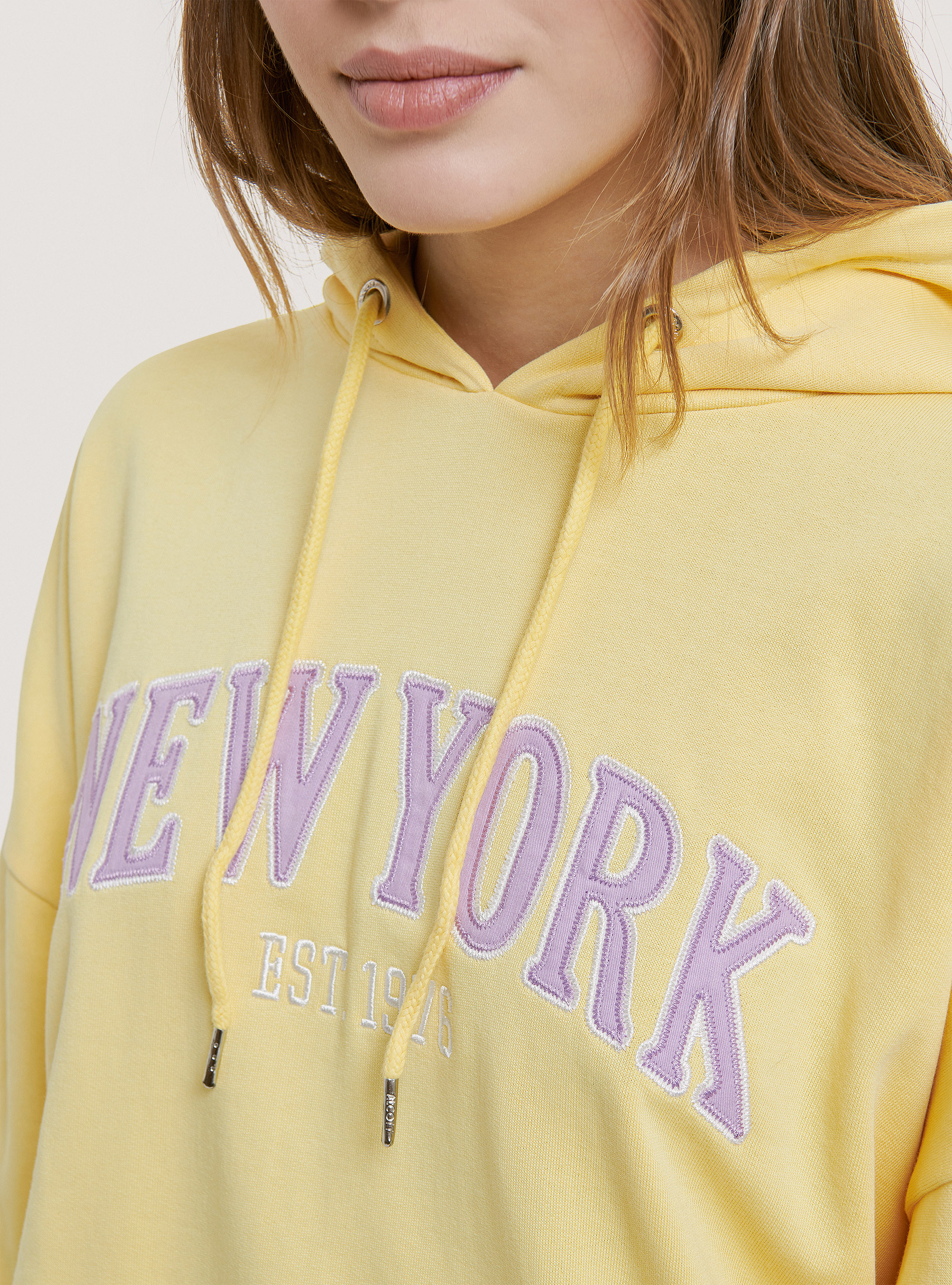 Sudadera universitaria de algodón con capucha, C837 YELLOW