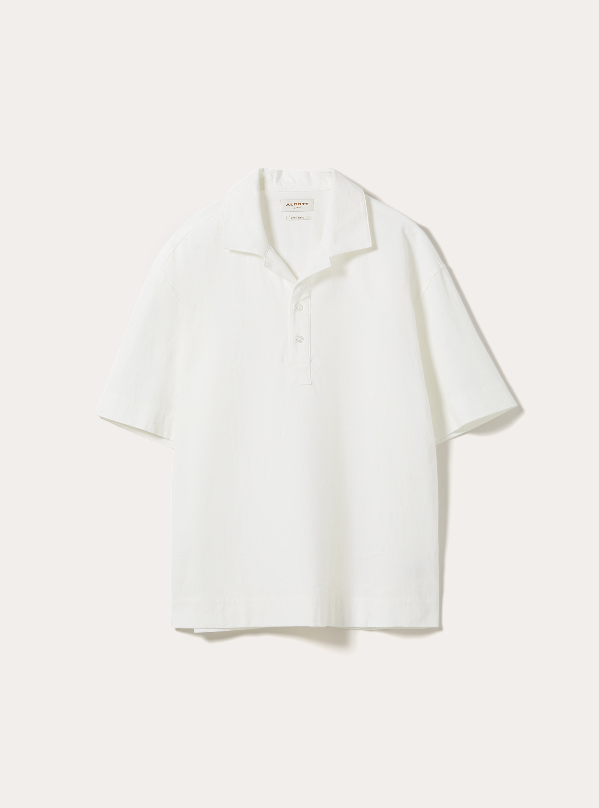 Polo Camisero de Mezcla de Lino, WH1 OFF WHITE