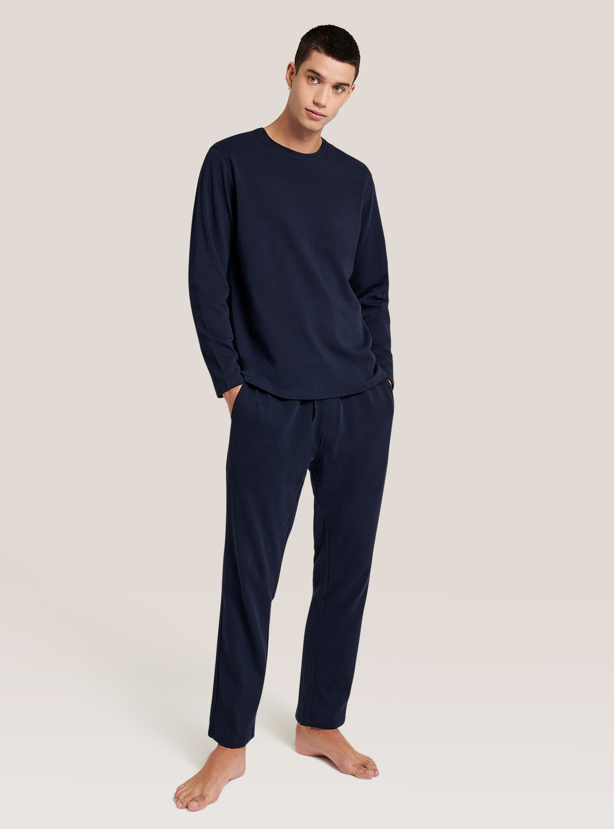 Plain cotton pyjamas, BLUE