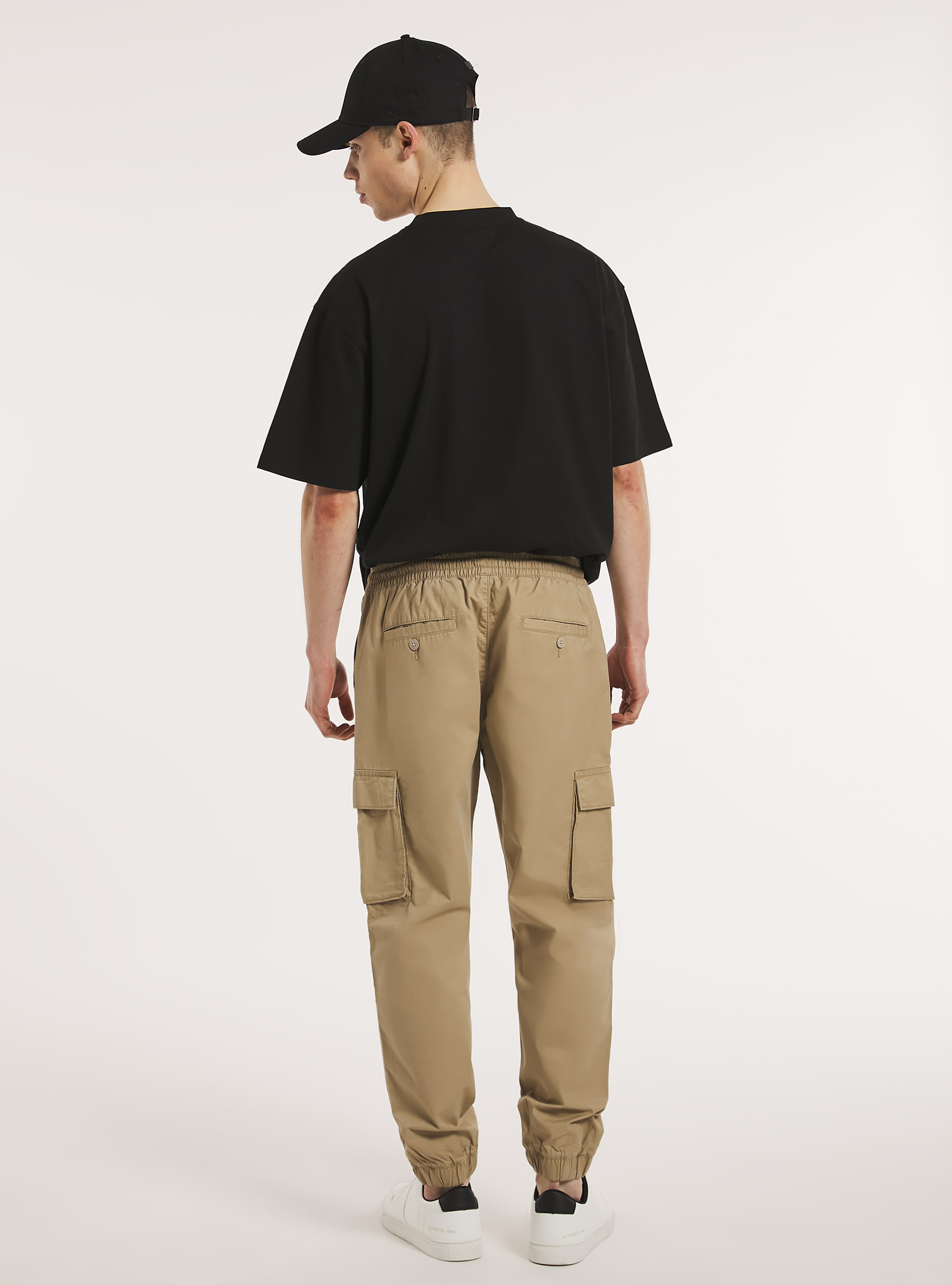 Cotton jogger trousers, BG1 BEIGE DARK