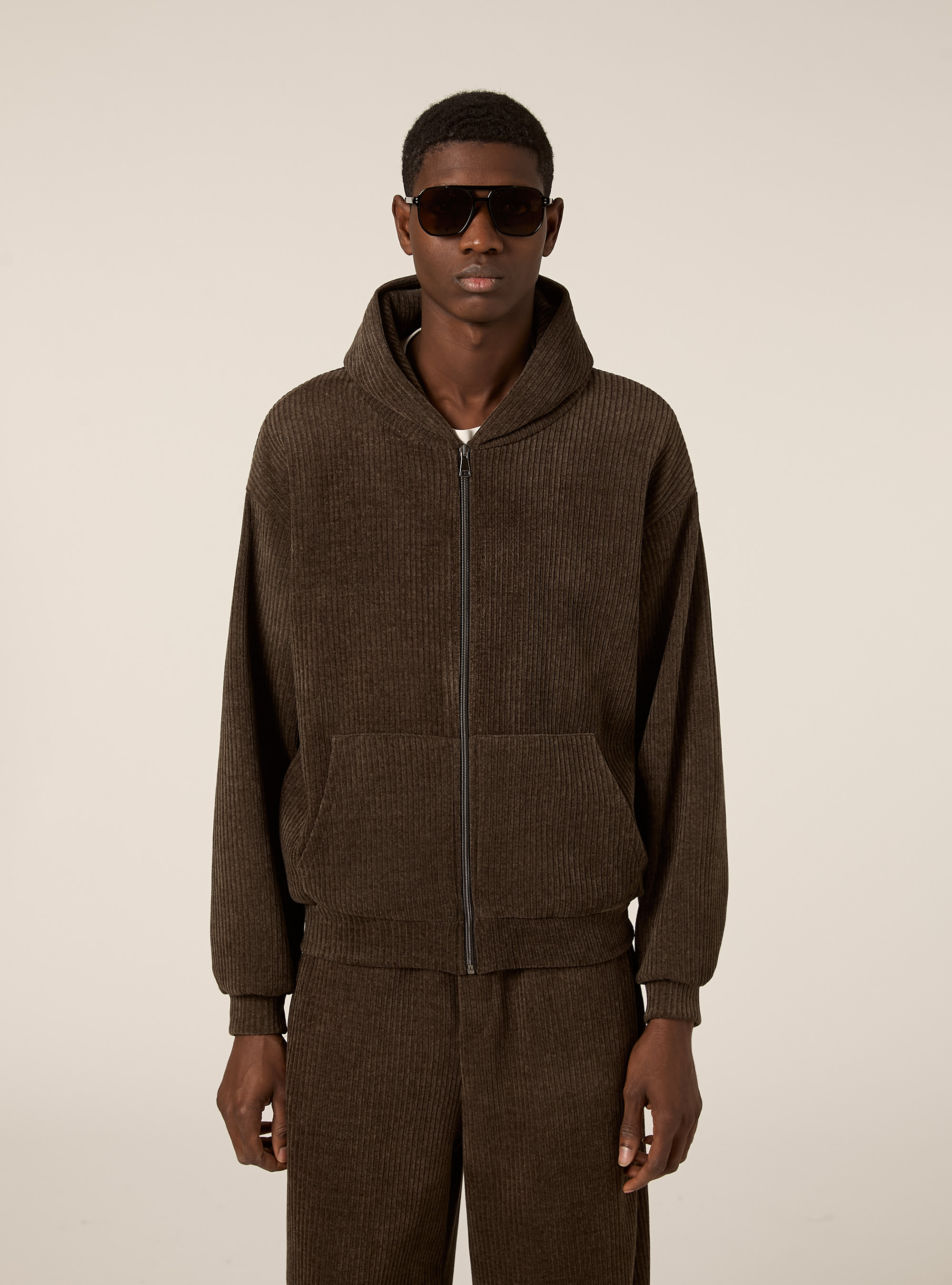 Cardigan boxy fit in velluto a coste, BR2 BROWN MEDIUM