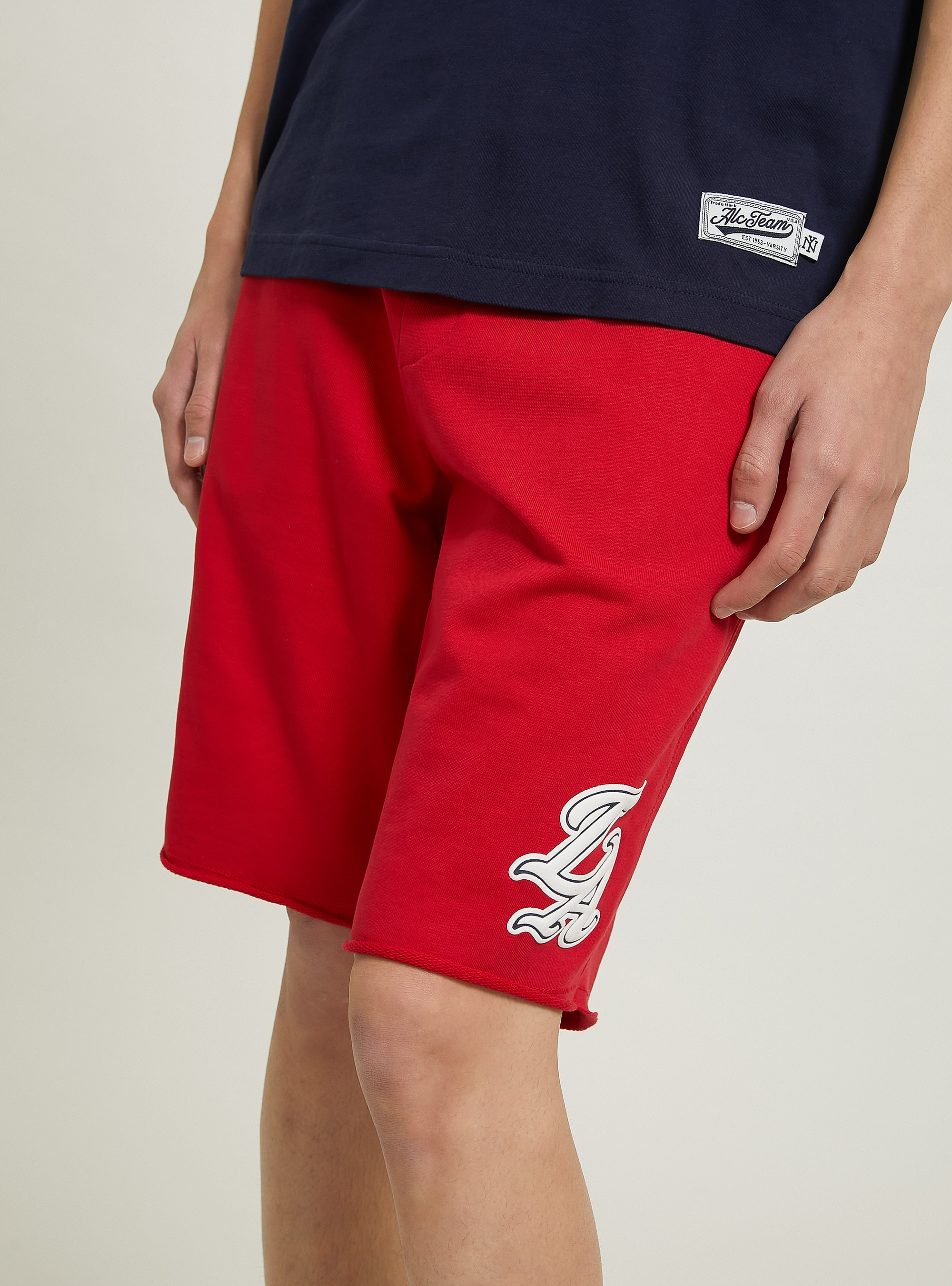 Plush jogger bermuda with patch, C3376 RED