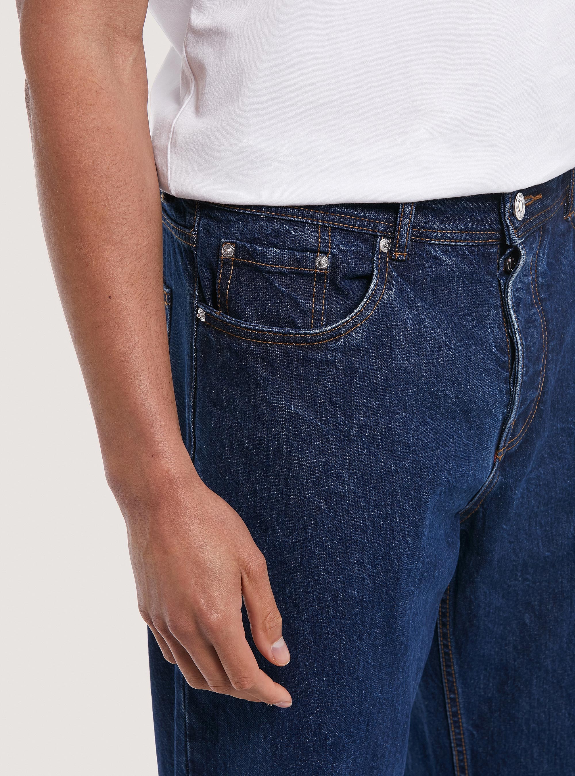 Vaqueros dad fit de algod&oacute;n, AZUL