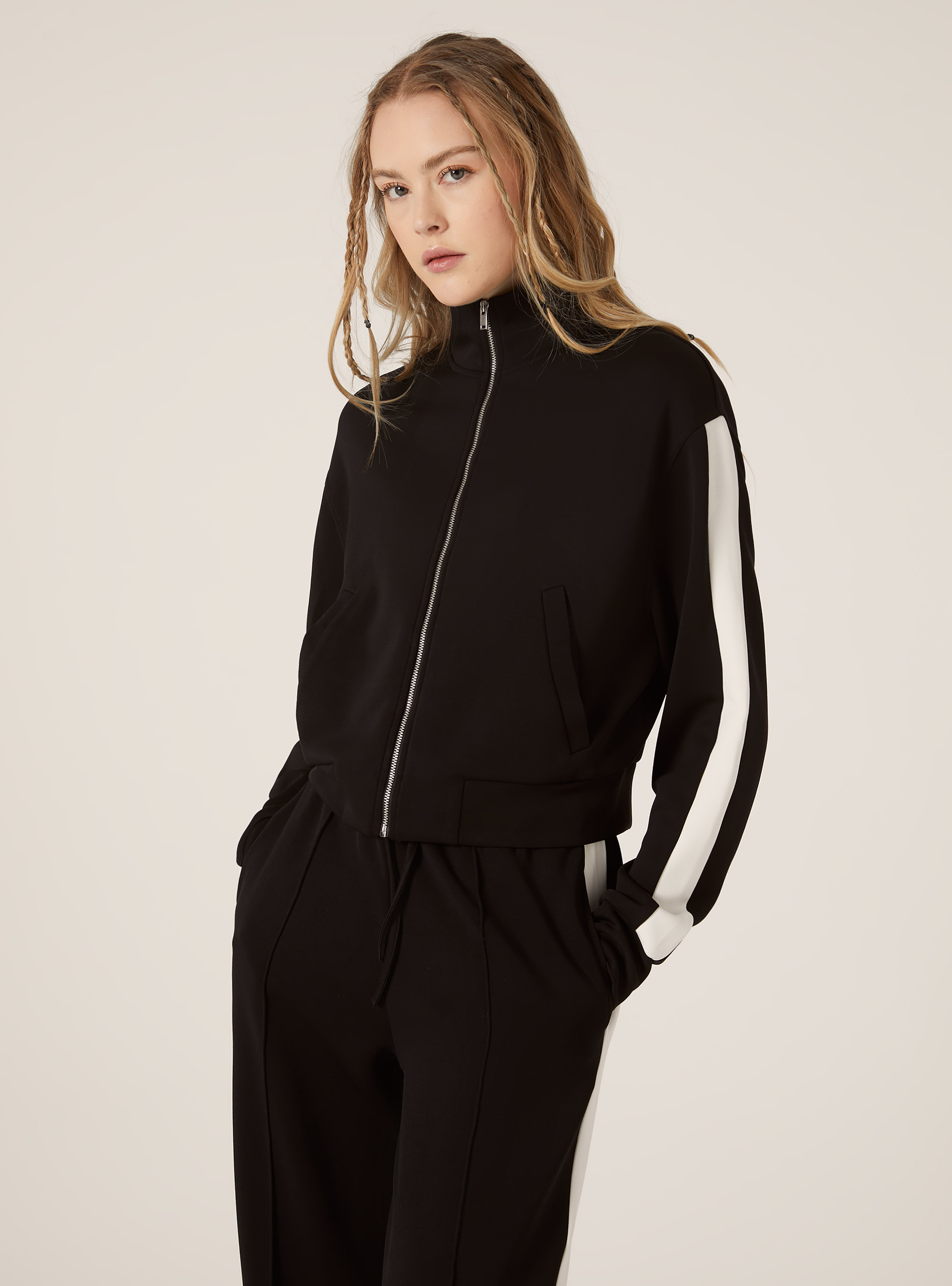 Soft touch zip sweatshirt, BK1 BLACK