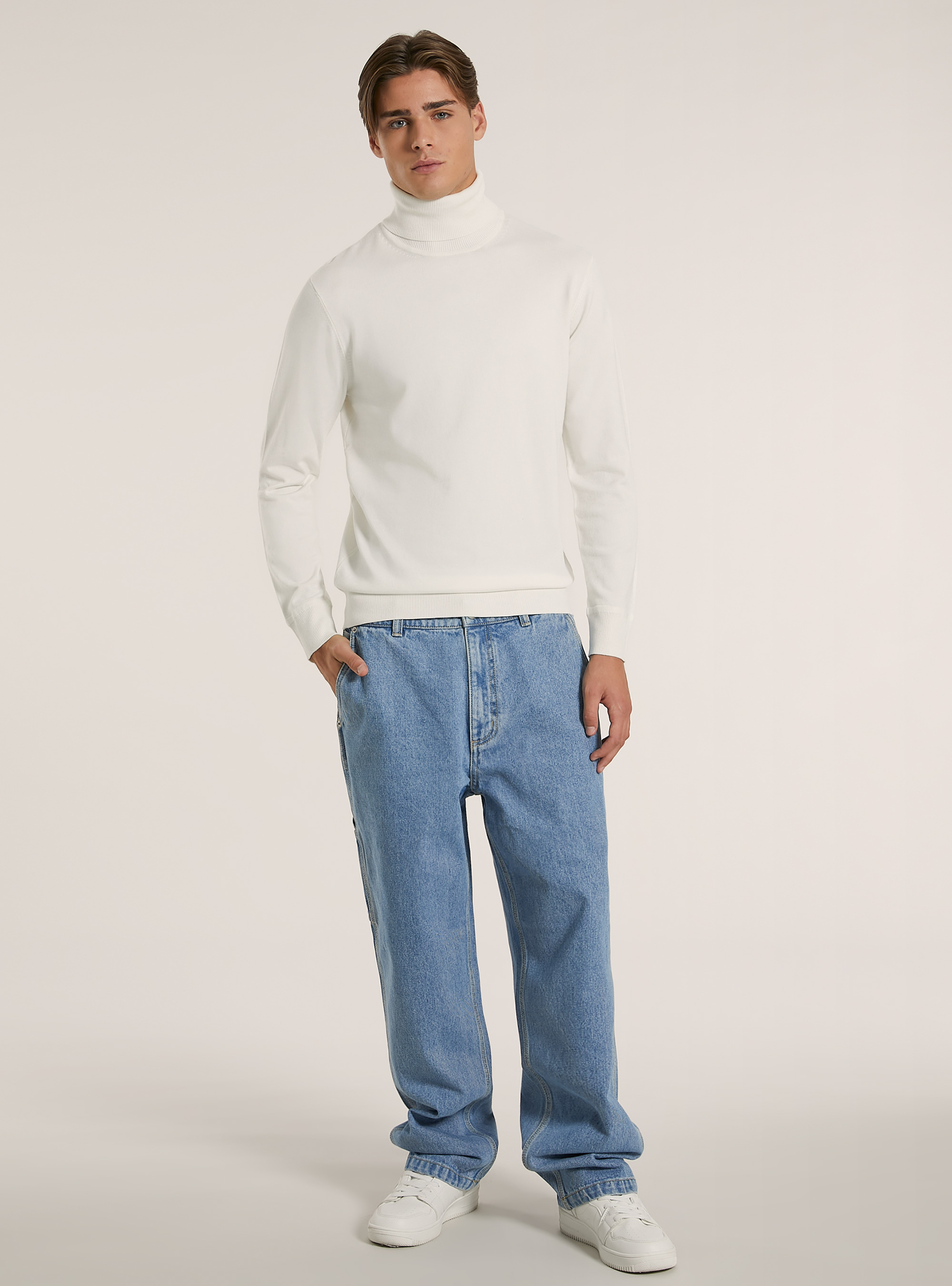 Pullover collo alto in viscosa, WH2 WHITE