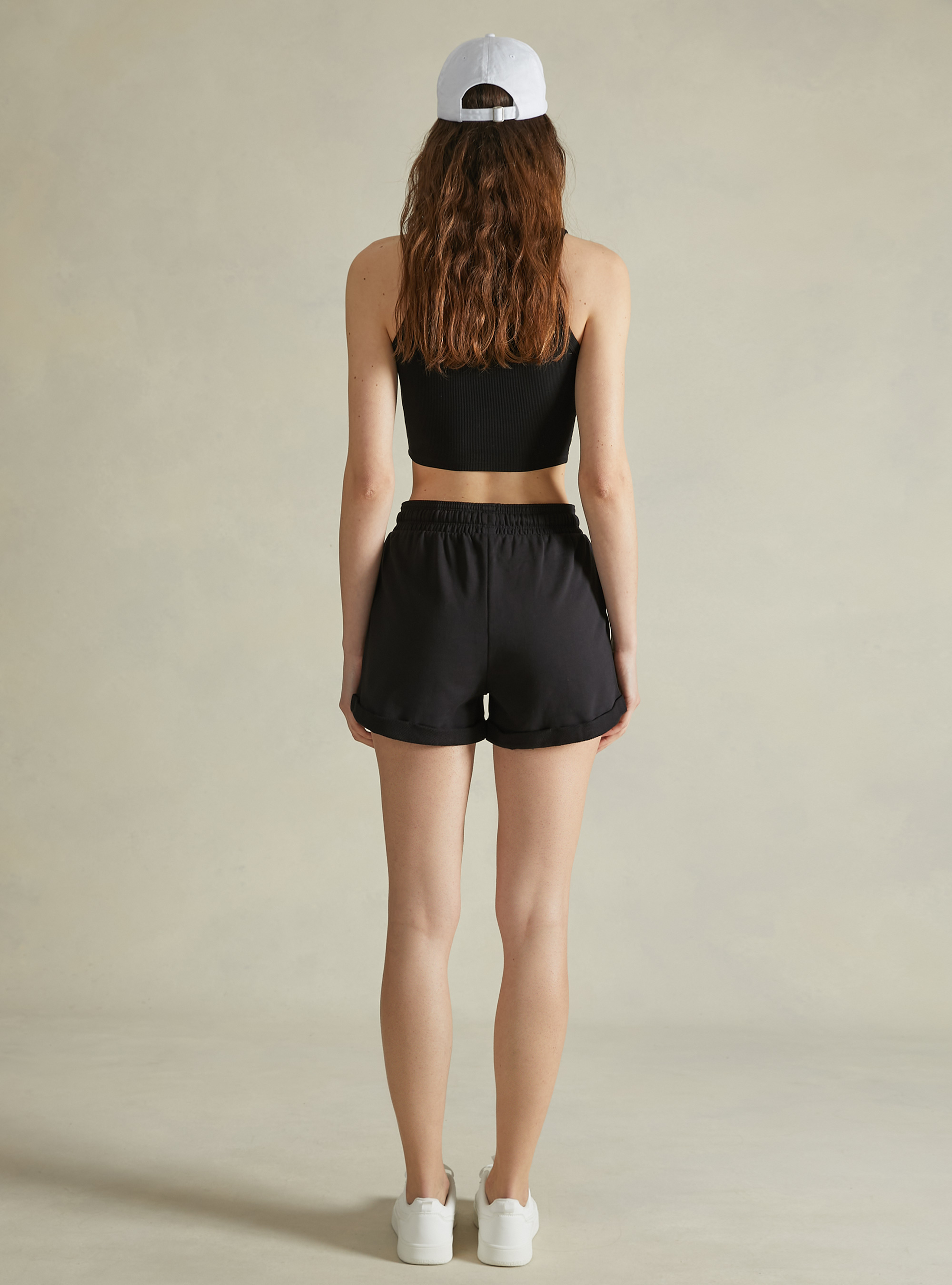 Plush shorts with drawstrings, BK1 BLACK