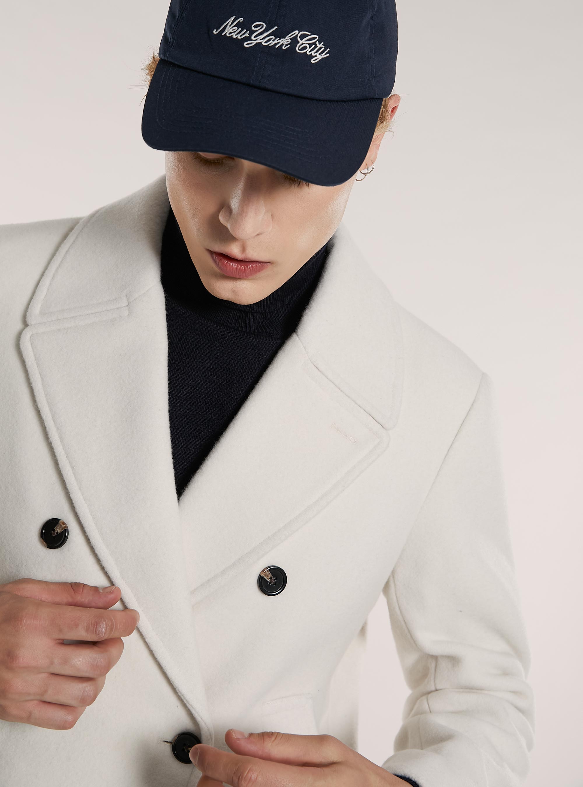 Manteau en caban à double boutonnage, WH1 OFF WHITE
