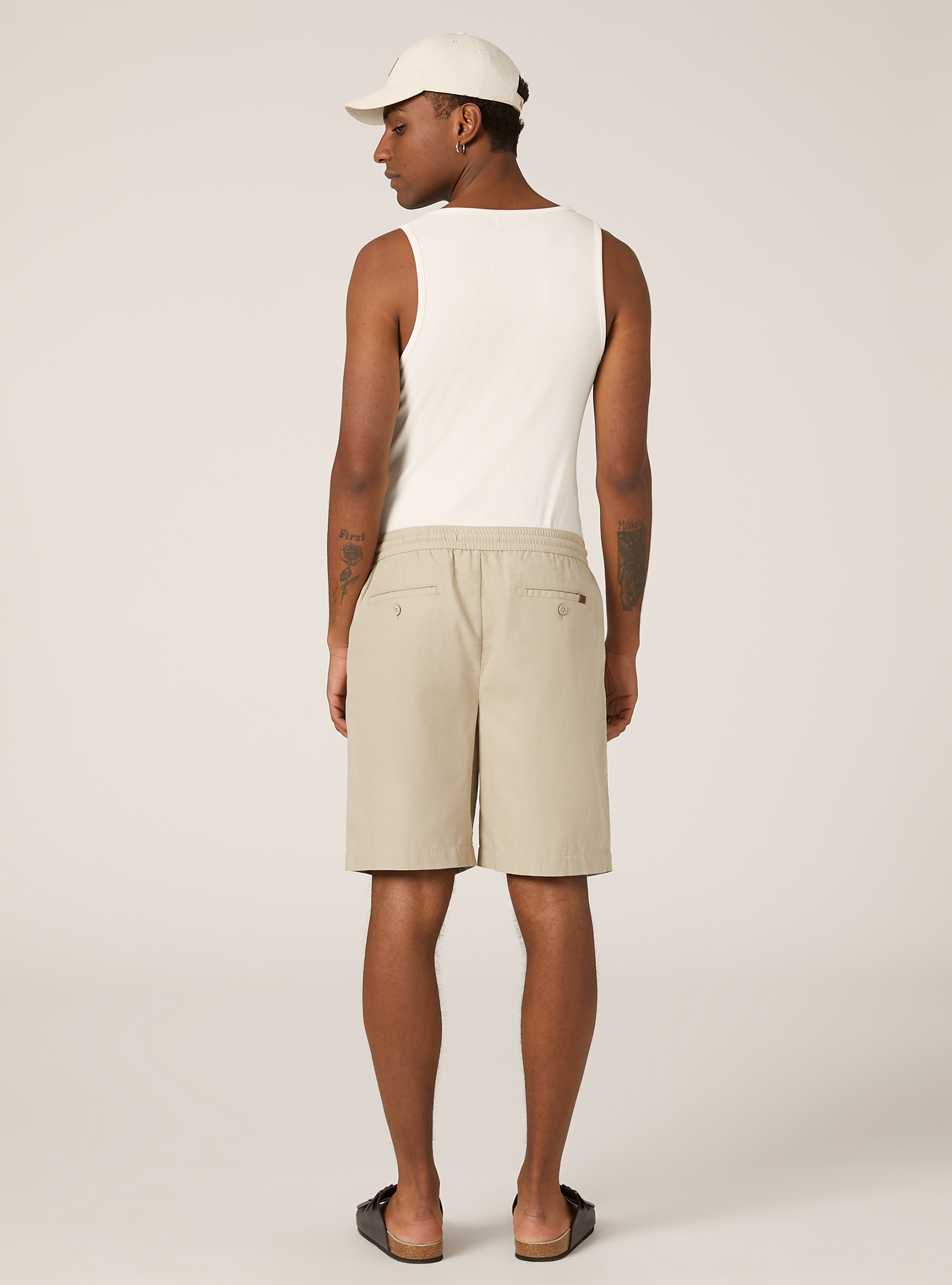 Bermuda en lin avec cordon de serrage, BG3 BEIGE LIGHT