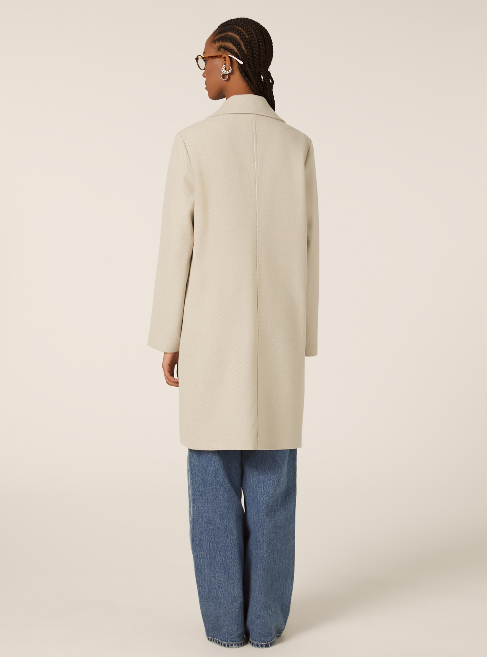 Cappotto midi monopetto, MWH1 WHITE MEL DARK