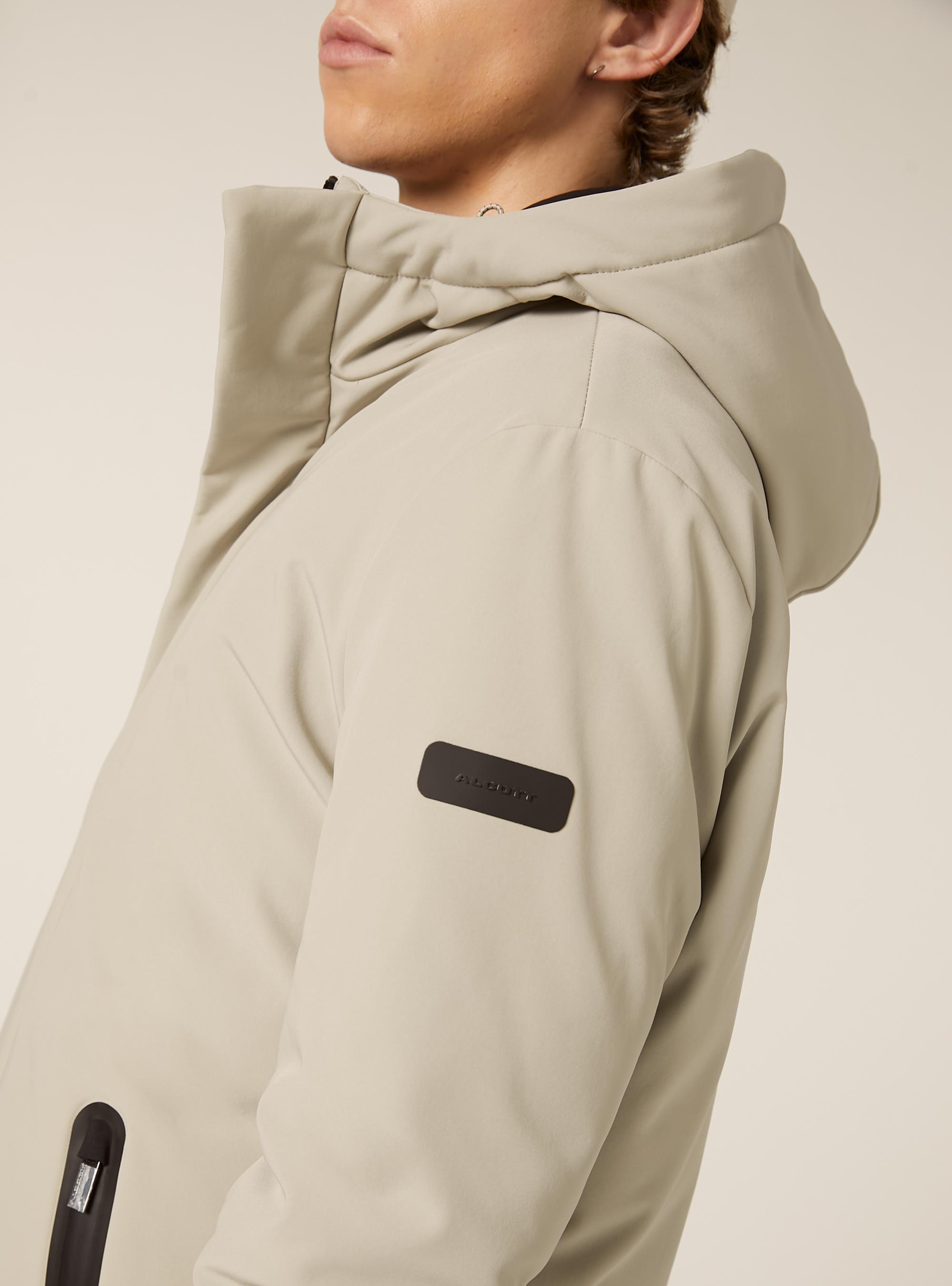 Giubbino con cappuccio e zip impermeabili, CR3 CREAM LIGHT