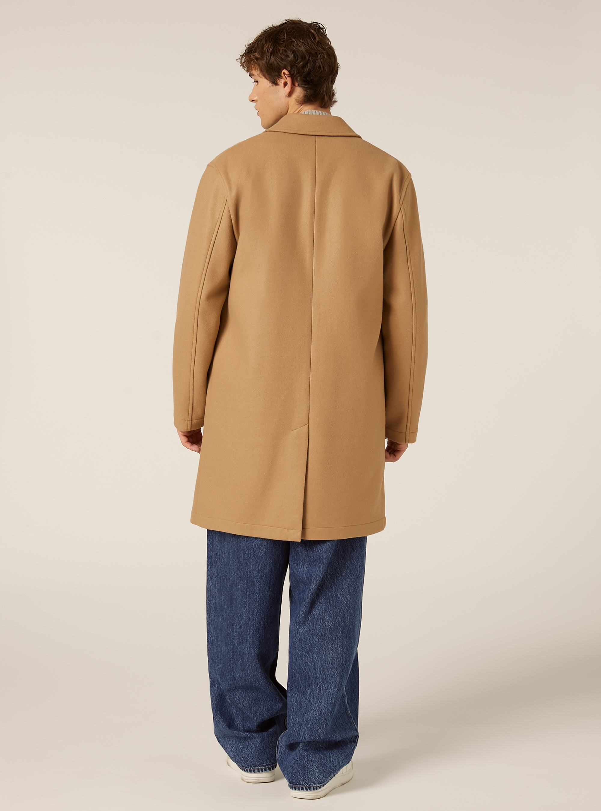 Unlined single-breasted coat, TB3 TOBACCO LIGHT